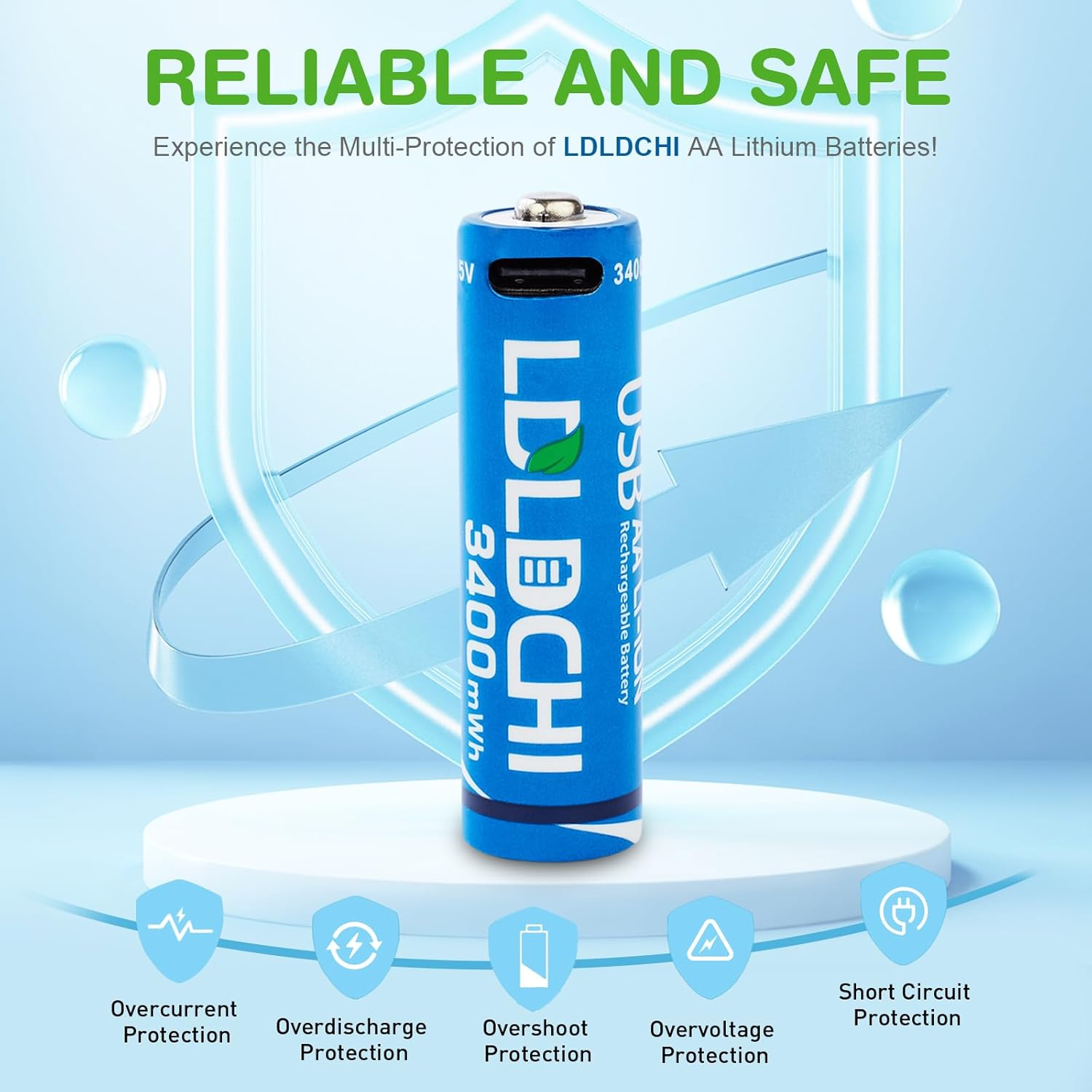 AA USB Rechargeable Batteries 1.5V &ndash; 4 Pack Lithium, 3400Mwh High Capacity, 1000+ Cycles, with 4-In-1 USB Charging Cable image number 5