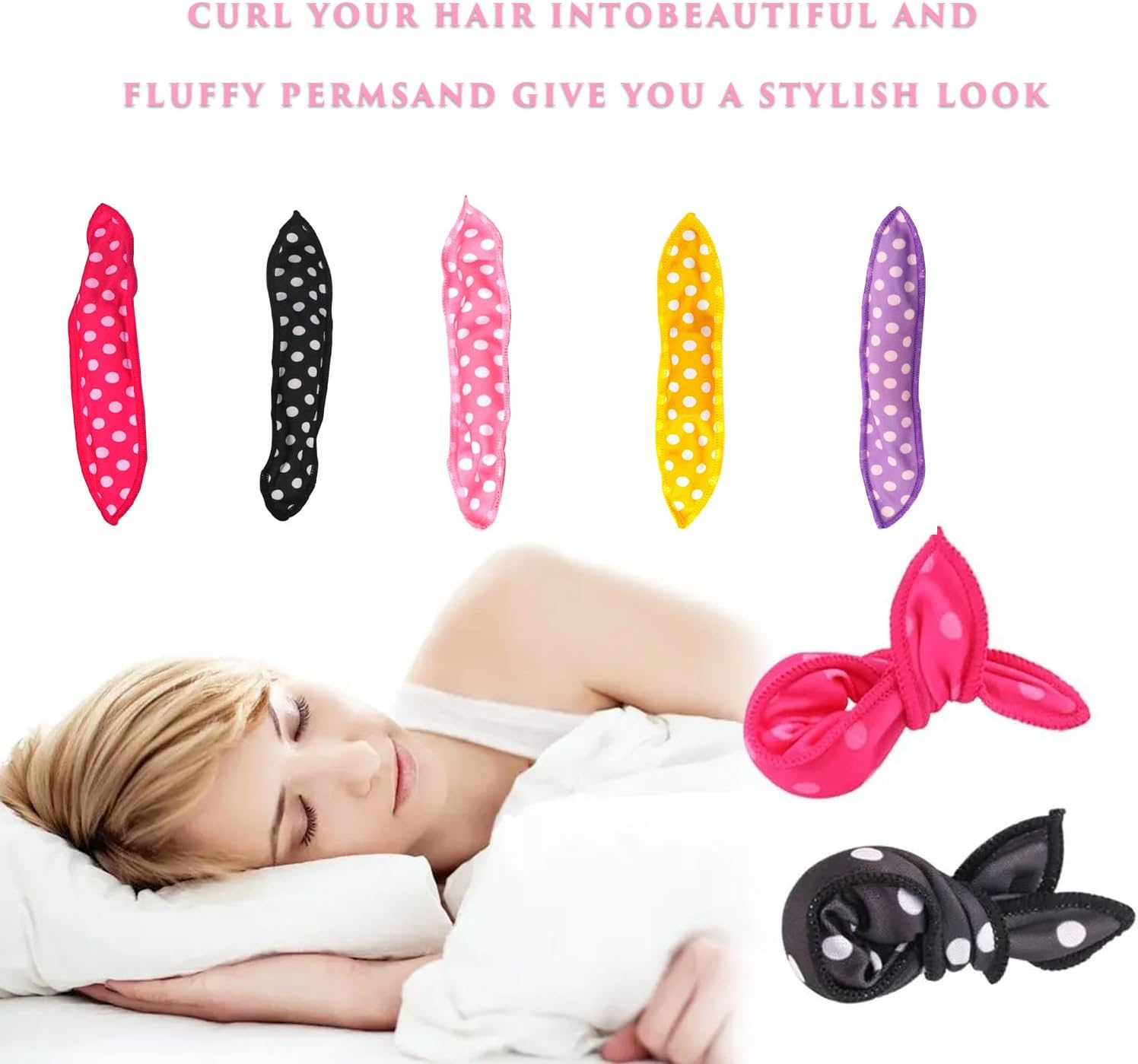 Pack of 10 Flexible Soft Cushion Curlers, Pillow Sponge Rollers, Night Sleep Curlers, Sponge Hair Styling Curlers, Soft Sleep Foam Curlers for Women (Multi-Colour) image number 3