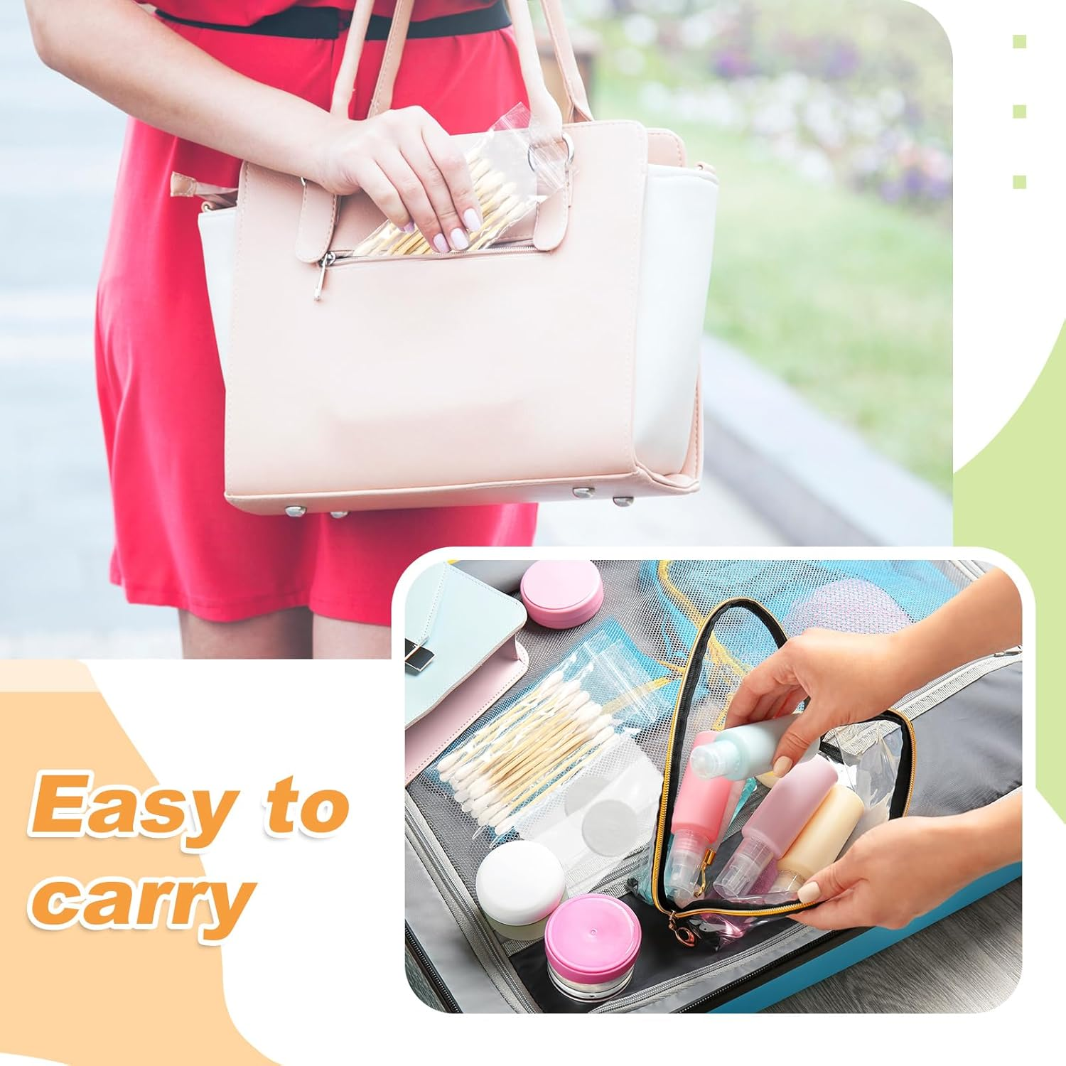 1000 Travel Cotton Swabs Individually Packaged Double Headed Cotton Swabs and 200 Compressed Towels Portable Disposable Mini Compressed Towels Suitable for Travel Hotel Makeup Care image number 1