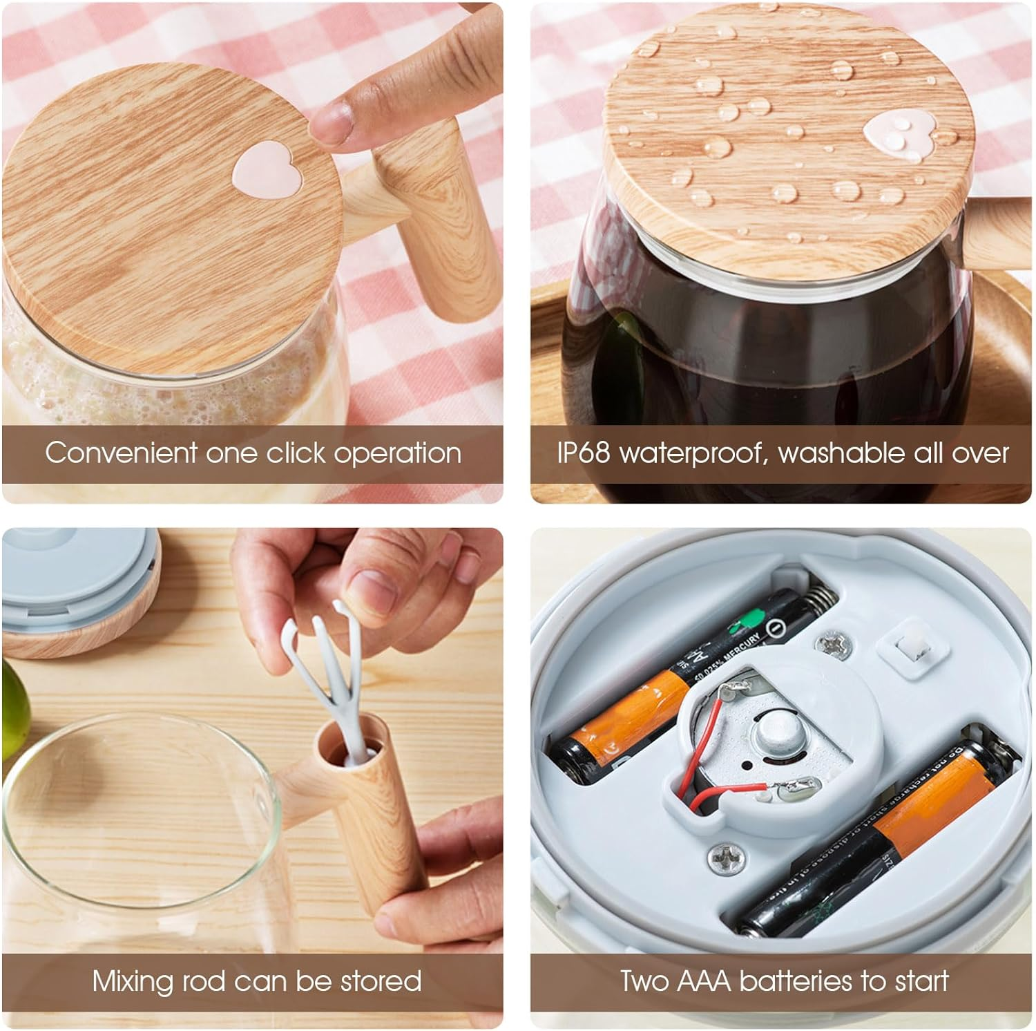 Self Stirring Coffee Mug, Electric Stirring Mug with Handle 400Ml Automatic Mixing Cup 7000Rpm High Speed Self Mixing Mug Glass Self Stirring Cup Portable Waterproof Auto Stirring Cup for Coffee Milk image number 6