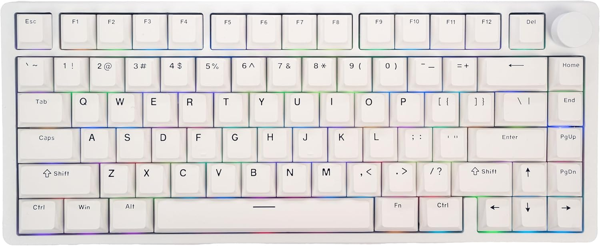 Aftershock ODEN75 Wireless Mechanical Gaming Keyboard | 75% Keyboard | Wireless/Bluetooth | Snow Leopard V2 Linear Switches | White Gaming Keyboard