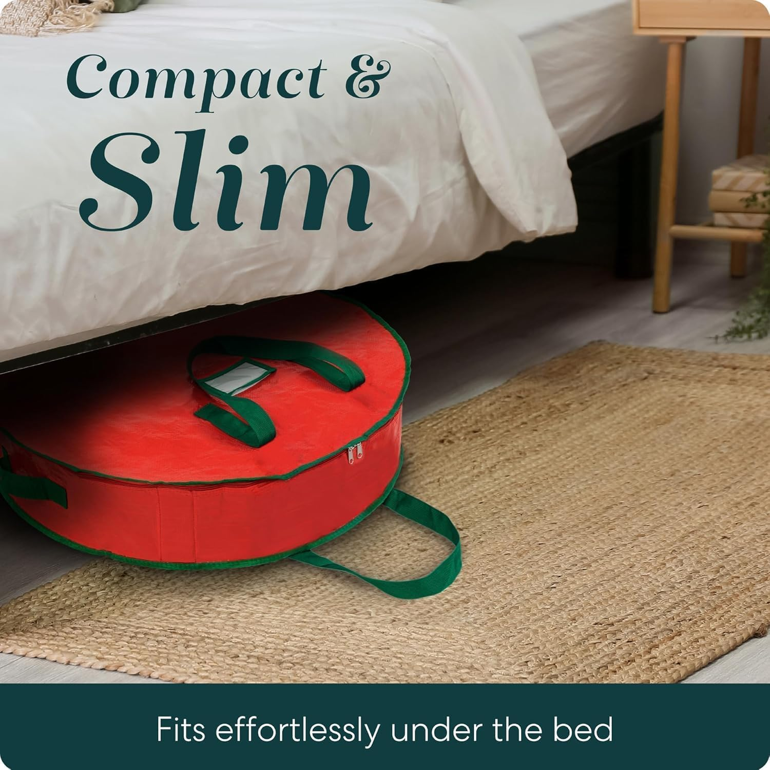 Christmas Storage Bag - Made from Heavy-Duty Tarp Material with Reinforced Zipper and Handles for Easy Wreath Access. Protects Your Holiday Wreath from Dust. (36" X 8") image number 2