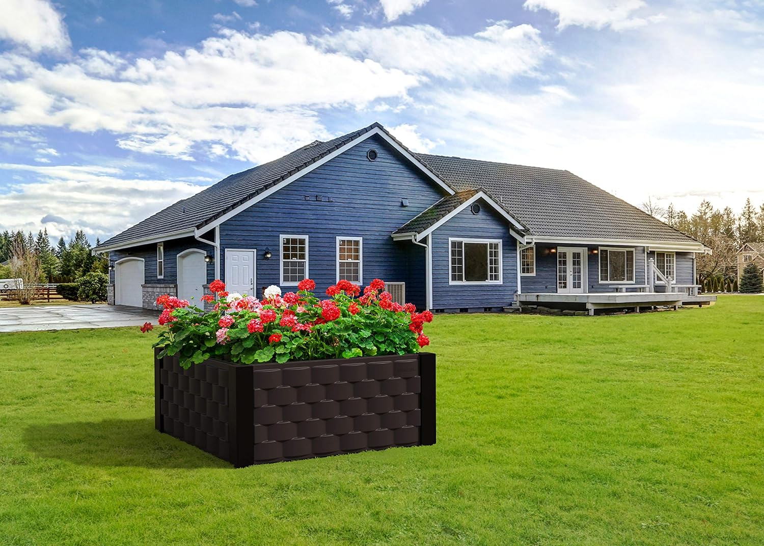 Duramax Square Raised Garden Bed with Trellis, Ideal for Indoor & Outdoor Planting, Weatherproof & Extendable Trellis Planter, Grow Herbs, Flowers and Vegetable Planter, 6L Capacity, Brown image number 1