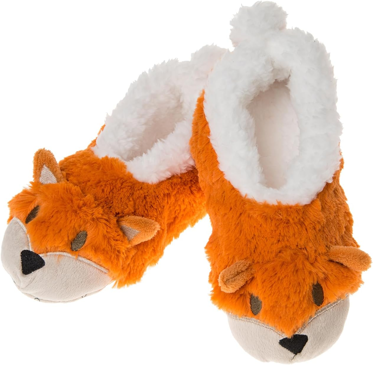 Snoozies! Sherpa Fleece Womens Slippers with Non Slip Sole - Furry Foot Pals Animal Designs - Black Cat, Dog, Mouse or Pink Pig