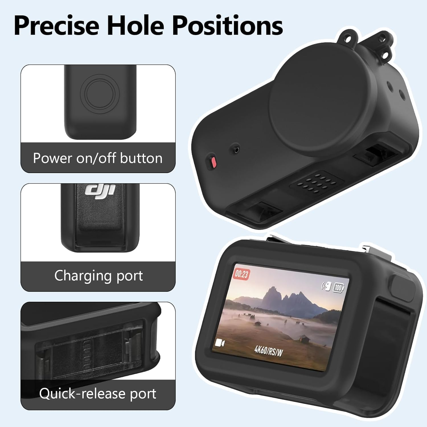 Protective Frame Accessories Kit Compatible with DJI Osmo Nano - Frame Case, Silicone Protective Case, Tempered Glass Screen Film, Mini Tripod image number 1