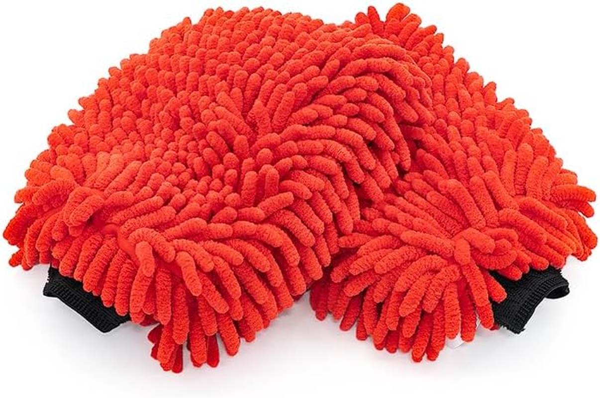 The Rag Company - Premium Chenille Microfiber Knobby Wash Mitts - Perfect for Car Washing and Detailing; Scratch-Free, Lint-Free, Double-Sided, Plush, and Absorbent; Lime Green (2-Pack)