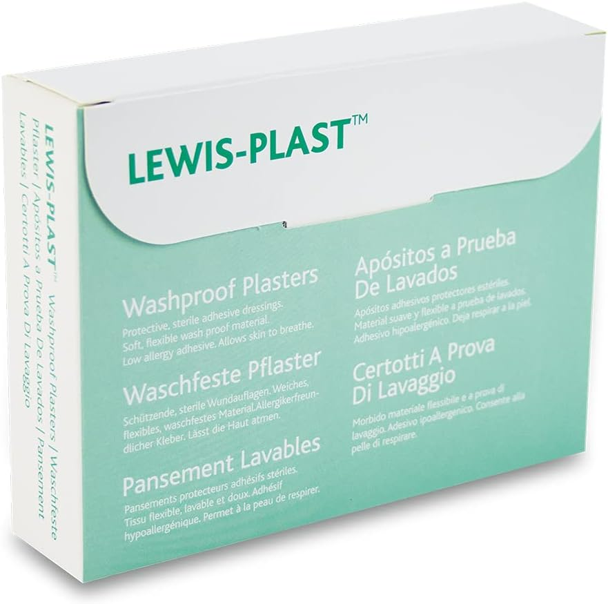 Lewis-Plast Premium Assorted Breathable Sterile Hypoallergenic Washproof Plasters, Box of 100 First Aid Medical Grade Waterproof Plaster, Suitable for All Types of Minor Cuts and Grazes