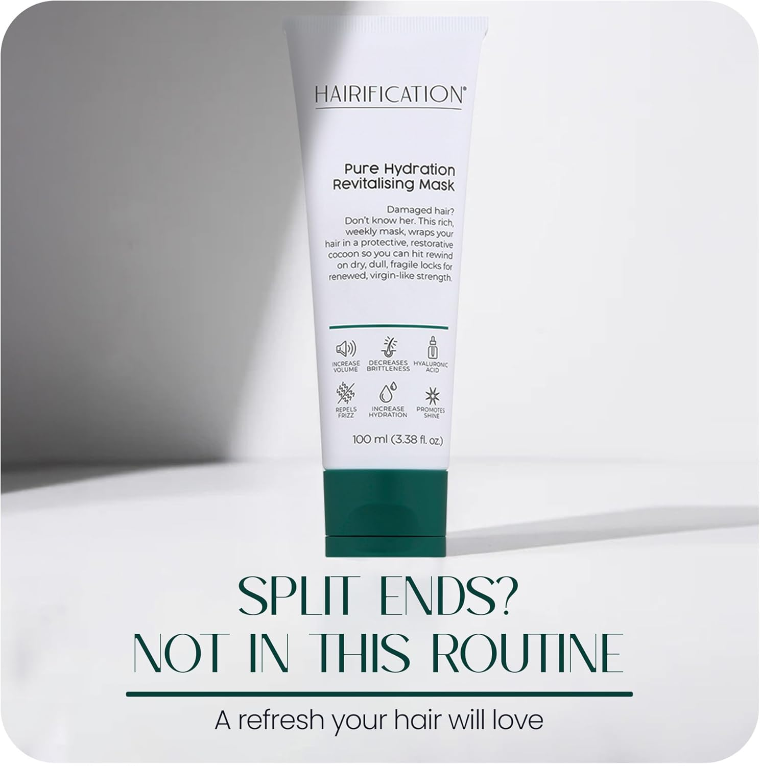 Hairification Pure Hydration Revitalising Hair Mask for Women, Weekly Smoothing Conditioner for Dry Brittle and Frizzy Hair, 100Ml