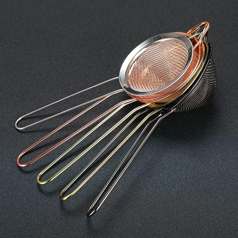 Cocktail Strainer, Stainless Steel Fine Mesh Filter Bartender Conical Colander Bar Accessories for Tea, Juice and Coffee - Silver - Black image number 3