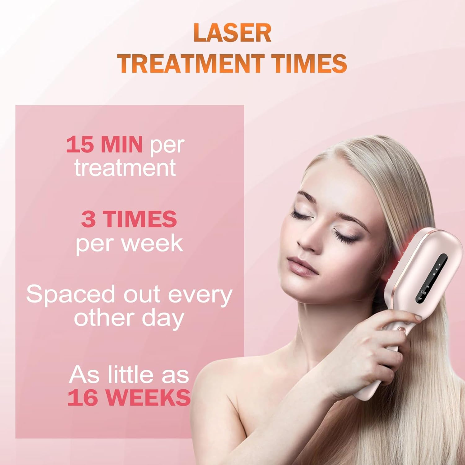 Laser Therapy Hair Growth Comb,Fda Cleared Laser Hair Growth Device Red Light Electric Scalp Massager, Promote Hair Growth in Women and Men(Pink) image number 1