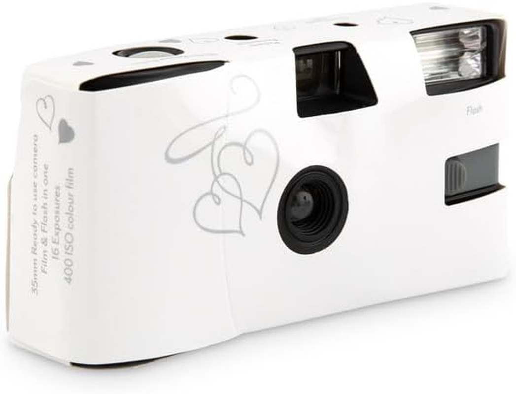 Weddingstar Disposable Camera with Flash - Single Use 35Mm Film Camera for Wedding or Party Favors - Gold Enchanted Hearts (10 Pack)