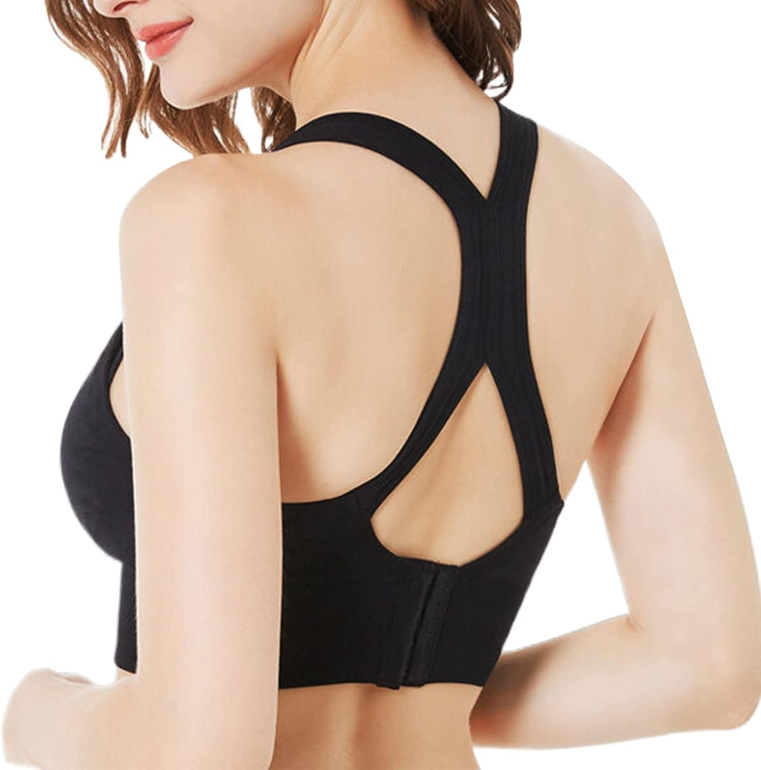 Dress Cici Nursing Sports Bra for Active Moms, Wirefree Full Coverage Racerback with Quick Front Clasp image number 3
