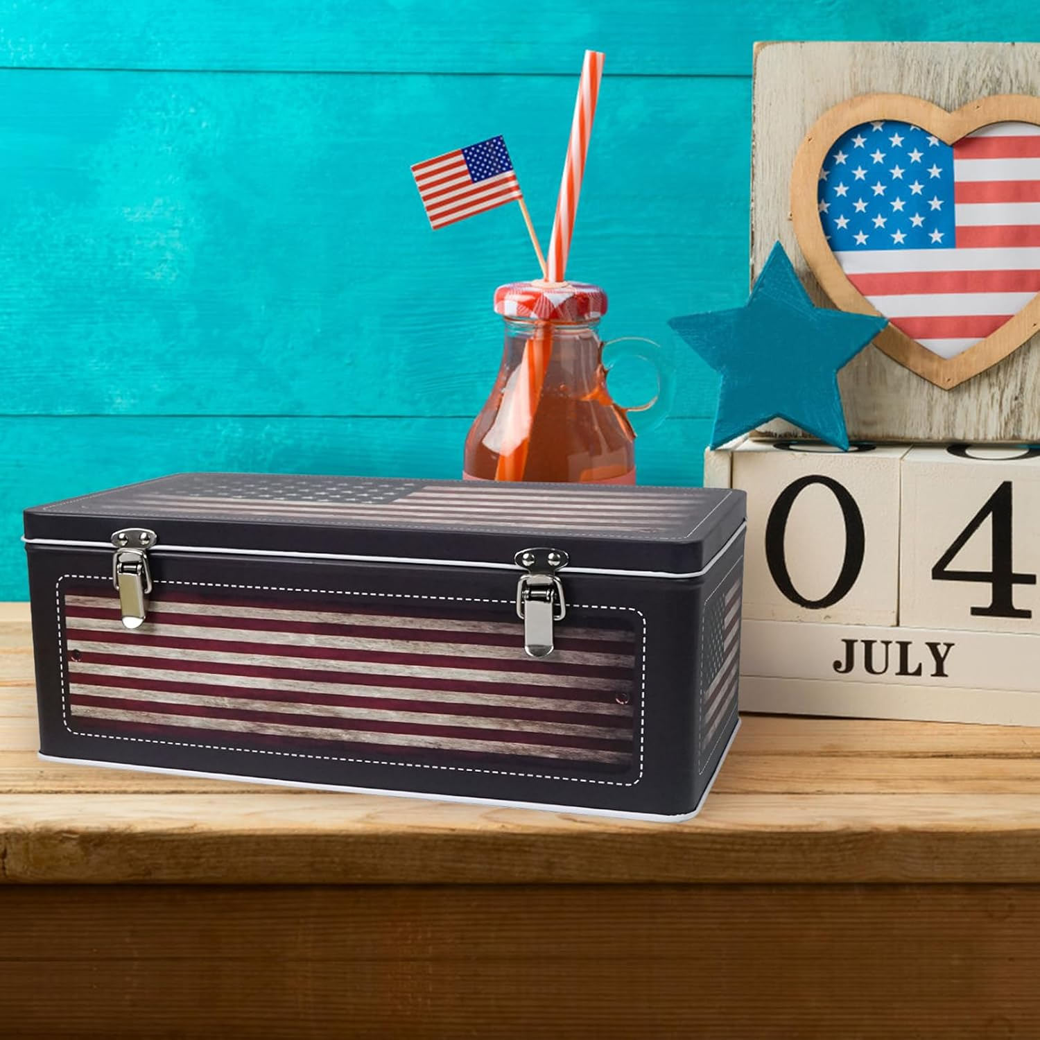 Dreamseden Tin Storage Box Set of 3 - Small Keepsake Box with Lid, 11.5L X 6W X 4.375H In, Vintage Decorative Memory Case Gift Boxes for Keepsakes Letter Photos Seed Tea Coffee image number 1