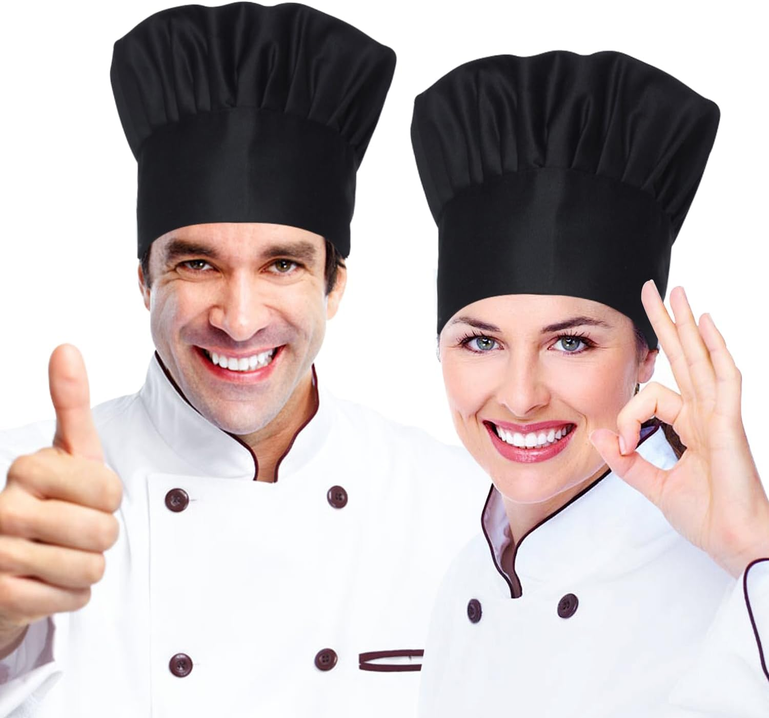 Chef Hat, 2PCS Adult Premium Adjustable Elastic Baker Kitchen Cooking Chef Cap Bakery Hats for Cooking, Baking, Pizza Part