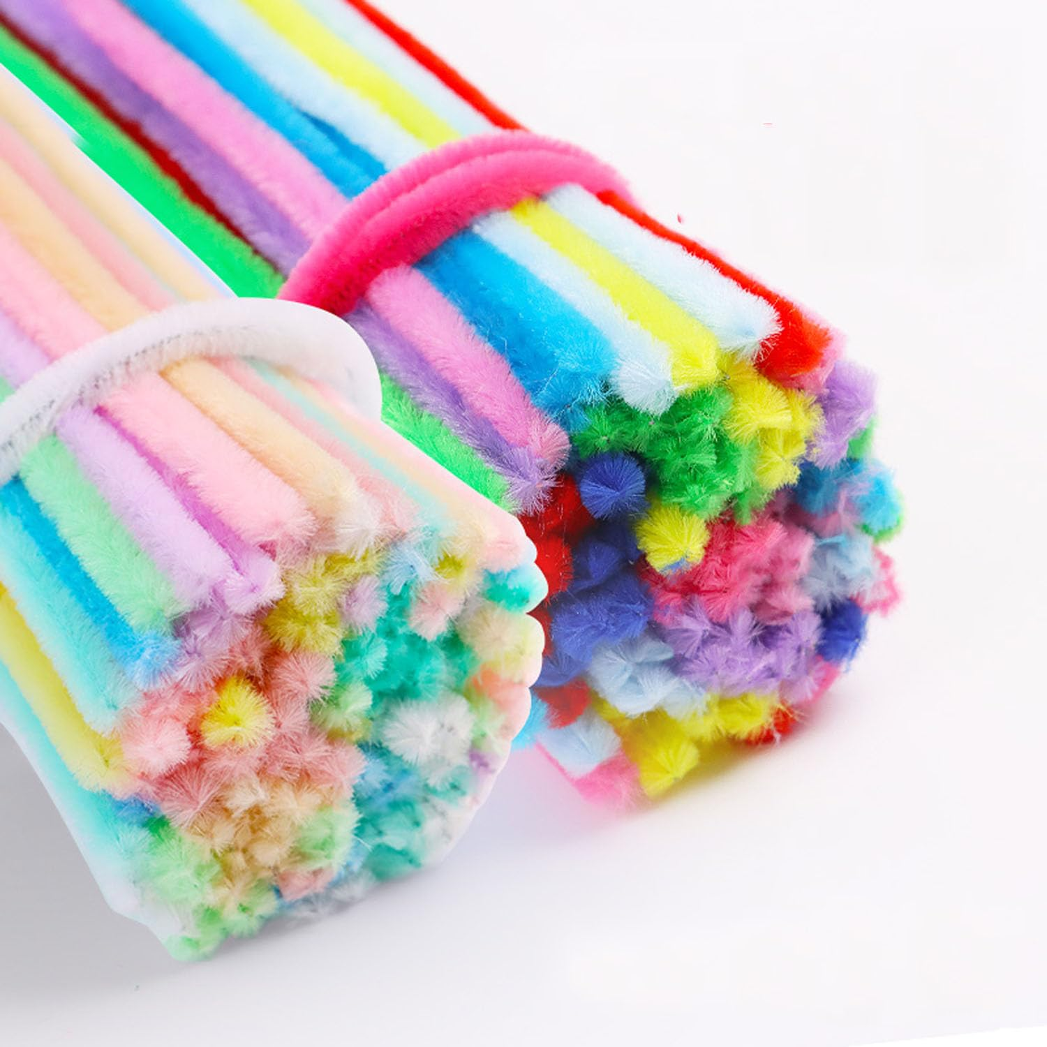 Shengsenfu 200 PCS Thick Pipe Cleaners for Crafts, Fuzzy Chenille Stems in 10 Pastel Colors, Assorted Colored Art Supplies for Kids & Adults, Creative Decorations, Handmade Projects (Bright Colors)