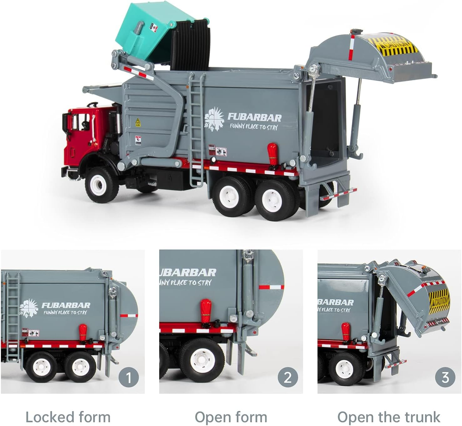 Hobby Crazy Diecast Bin Truck Rubbish Recycling Material Transporter 1:24 Scale KDW 625040 Detailed Diecast Alloy Interactive Garbage Tipping for Kids and Collectors image number 1