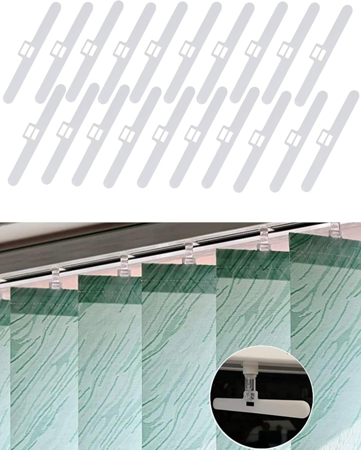 20PCS Blind Slat Top Hangers 89MM / 3.5INCH Vertical Blind Top Hangers Double Hole Window Slat Holder Vertical Blind Accessories Top Holders Spares (White) (89MM) image number 4