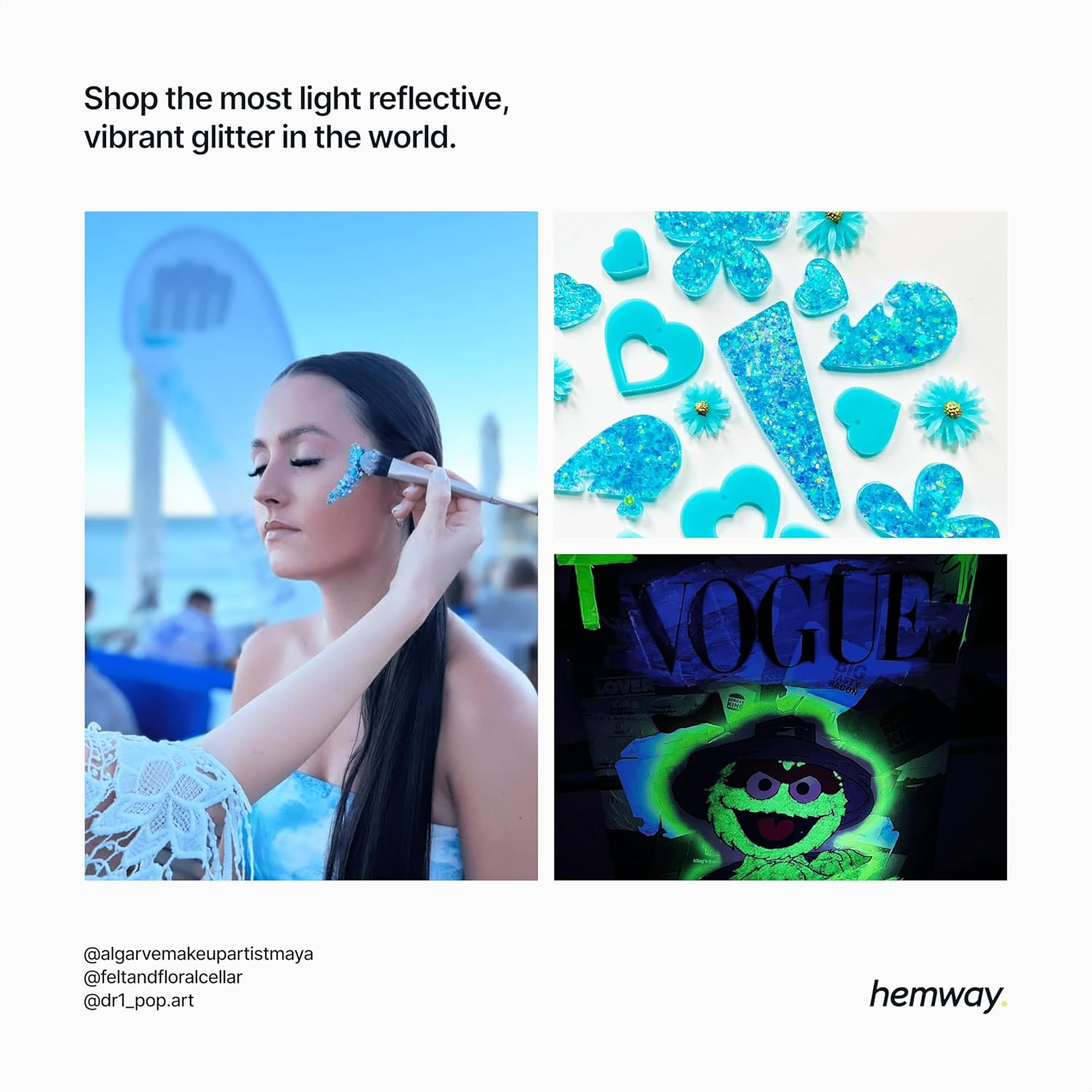 Hemway Sapphire Blue Holographic Glitter Extra Chunky 120G/4.2Oz Powder Metallic Resin Craft Glitter Flake Sequins for Epoxy Tumblers, Hair Face Body Eye Nail Art Festival, DIY Party Decorations Paint image number 5