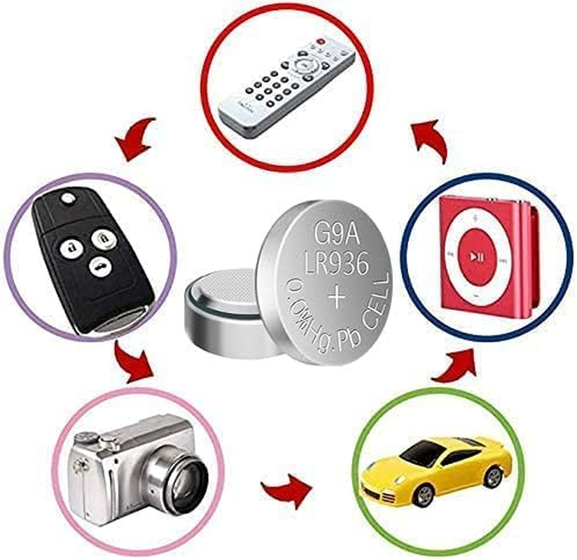 LR936 Batteries LR45 AG9 Battery 194 394 1.5V Alkaline Button Cell Watch Batteries for Watch Toys Clock for Many Small Electronics (10 Count) image number 4