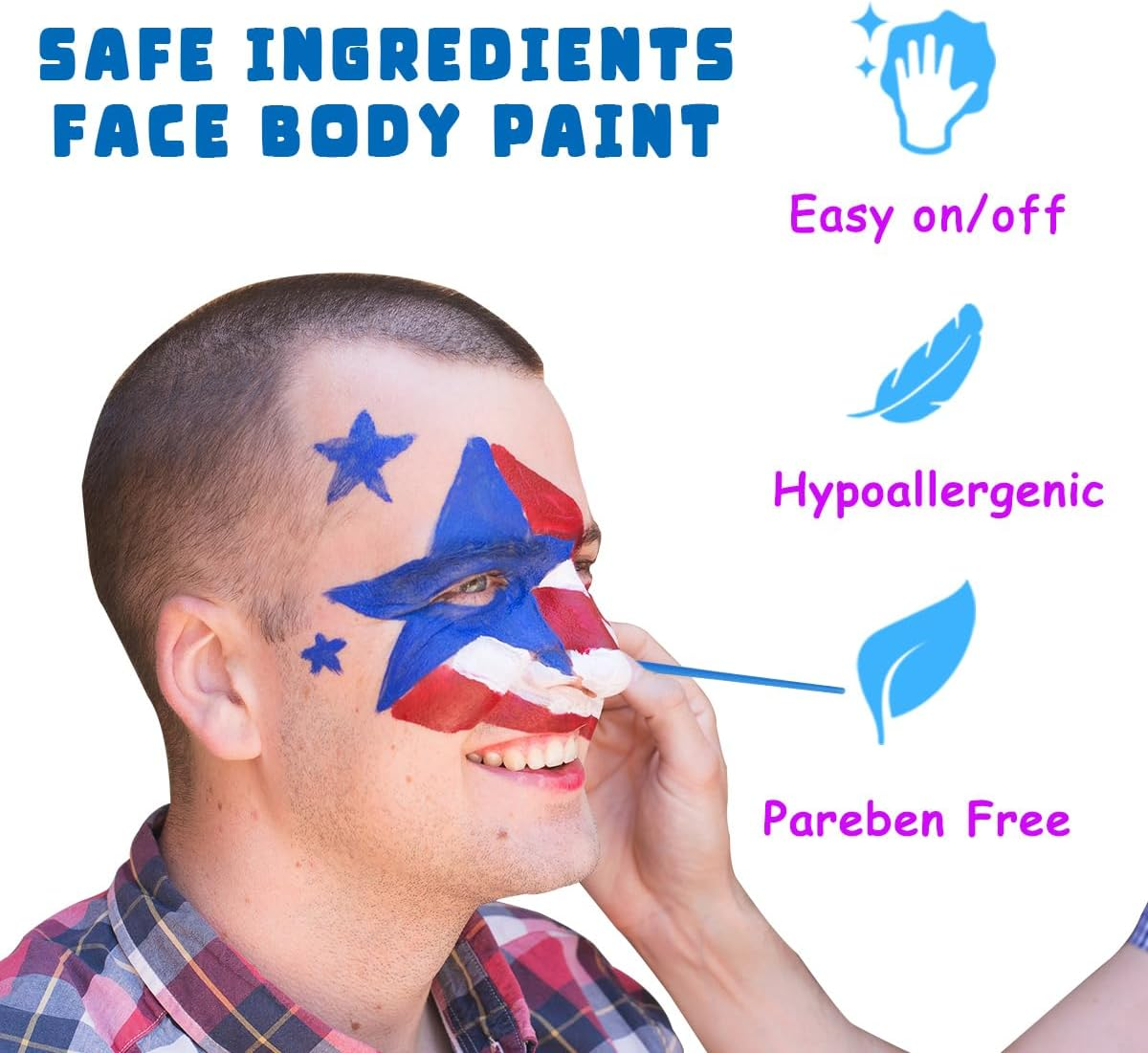 Bowitzki 60Ml Face and Body Paint 2Oz Cream Makeup 60Ml Water Based Face Painting Special Effects for Adults Children Kids Halloween Christmas Party Stage Cosplay (Blue) image number 4