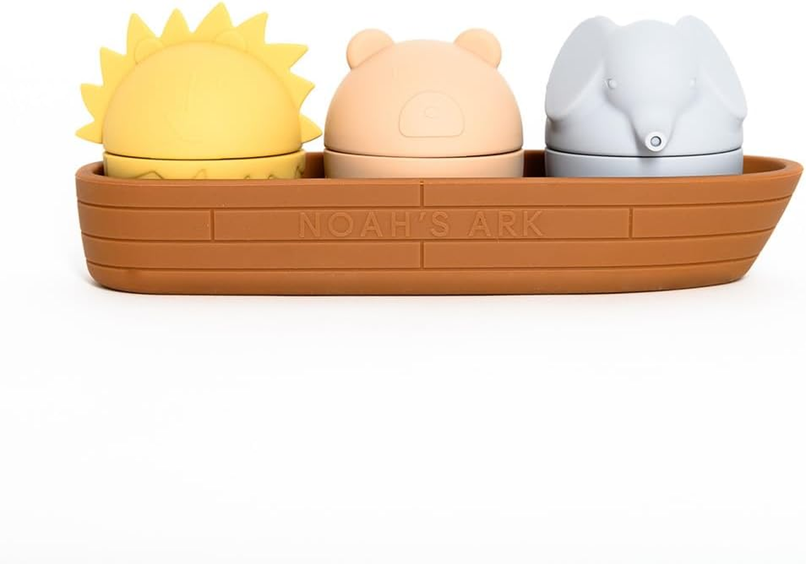 Ollie+Zara Noah'S Ark Silicone Bath Toy Set - Mould Free - 4 Piece - Exclusive Design - Squirt Water and Open to Clean image number 2