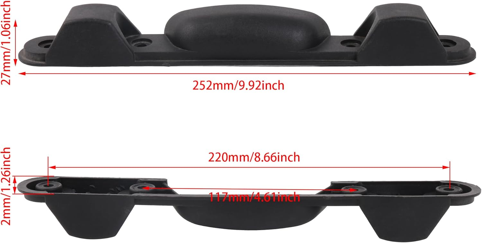 RDEXP 2 Pieces Luggage Bracket Side Feet 8.66" X 4.61" ZF-1 Replacement Plastic Stud image number 2