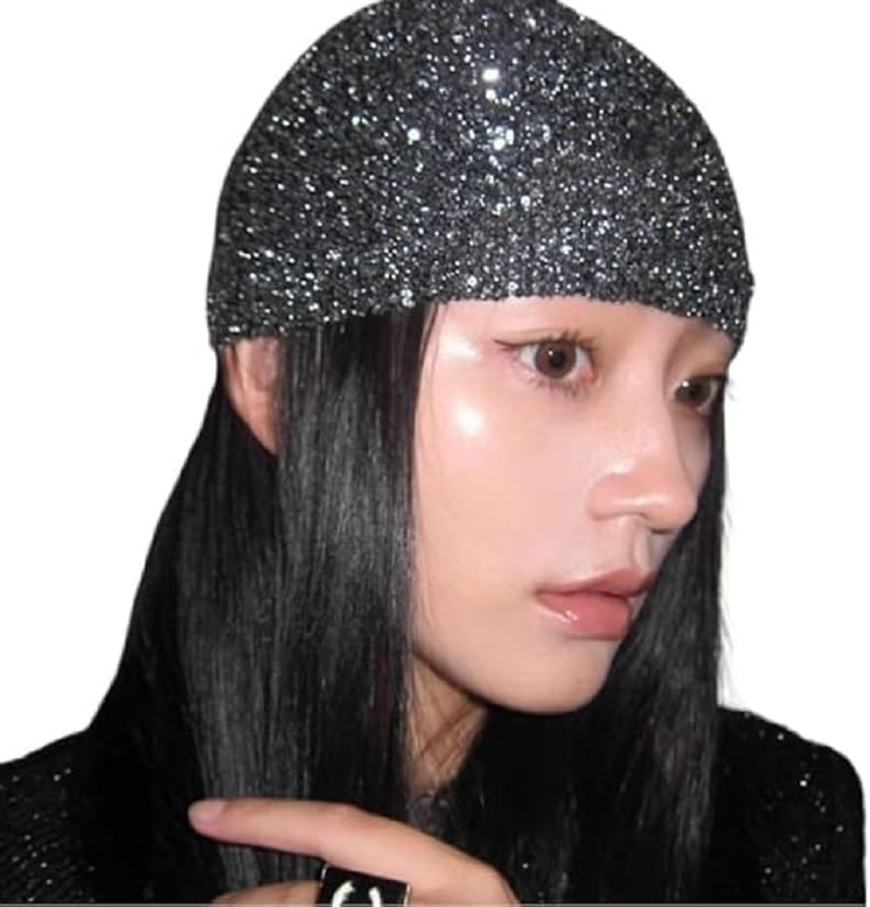 Sequin Knitted Beanie Hat for Women Men Glitter Winter Skull Caps Outdoor Windproof Cold Weather Bonnet image number 3
