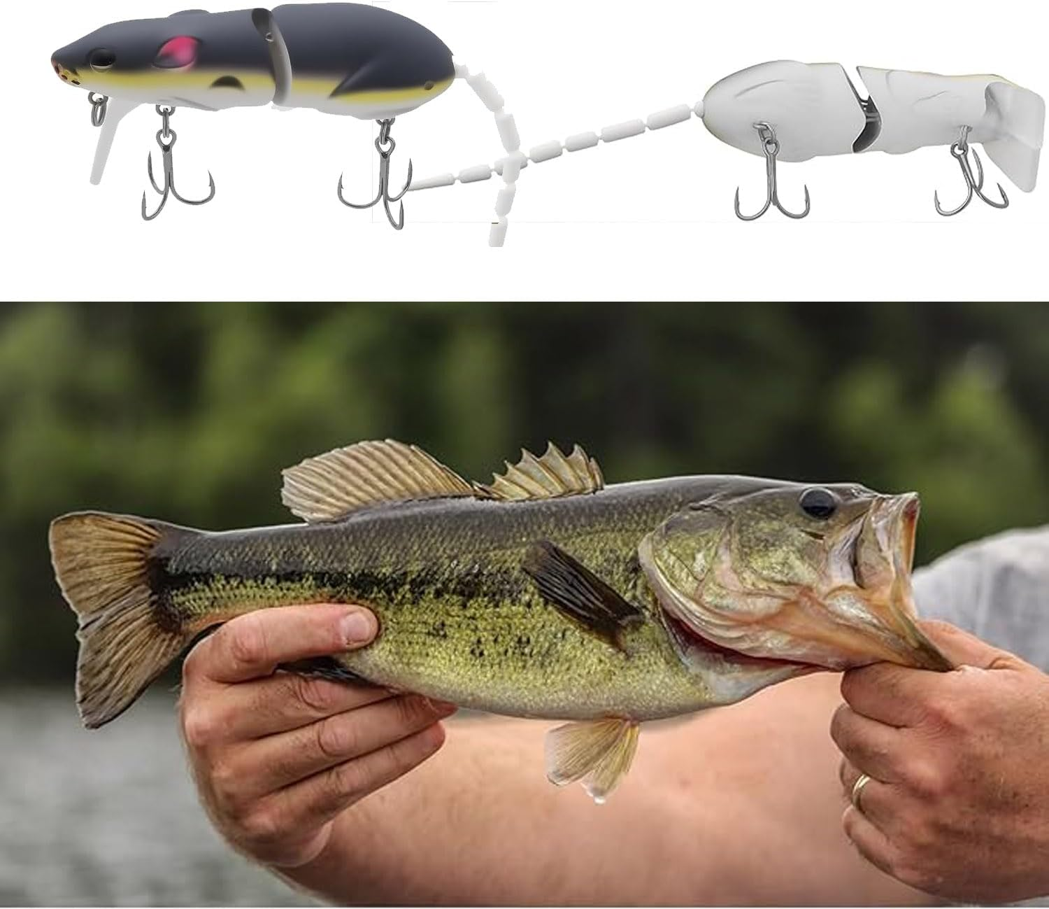 2-Piece Jointed Mouse Swimbait Lure 15G/15.5Cm - Topwater Crankbait for Pike Fishing, Realistic Rat Bait for Predator Fish with 3D Eyes & Lifelike Action image number 6