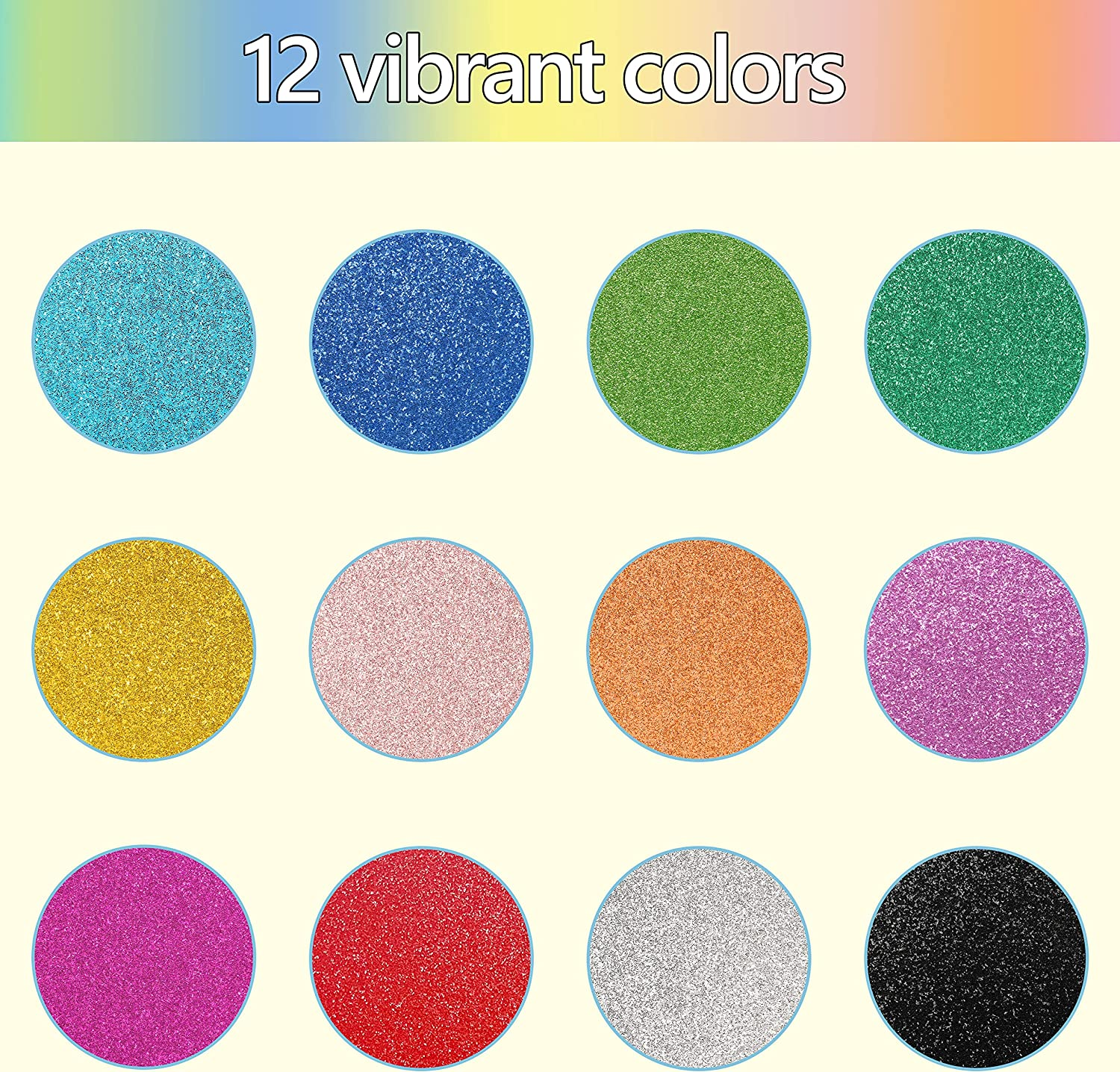 Simetufy Glitter Cardstock Paper, 24 Sheets 12 Colors, Premium Sparkly Paper for Cricut & DIY Projects, A4 Size image number 3