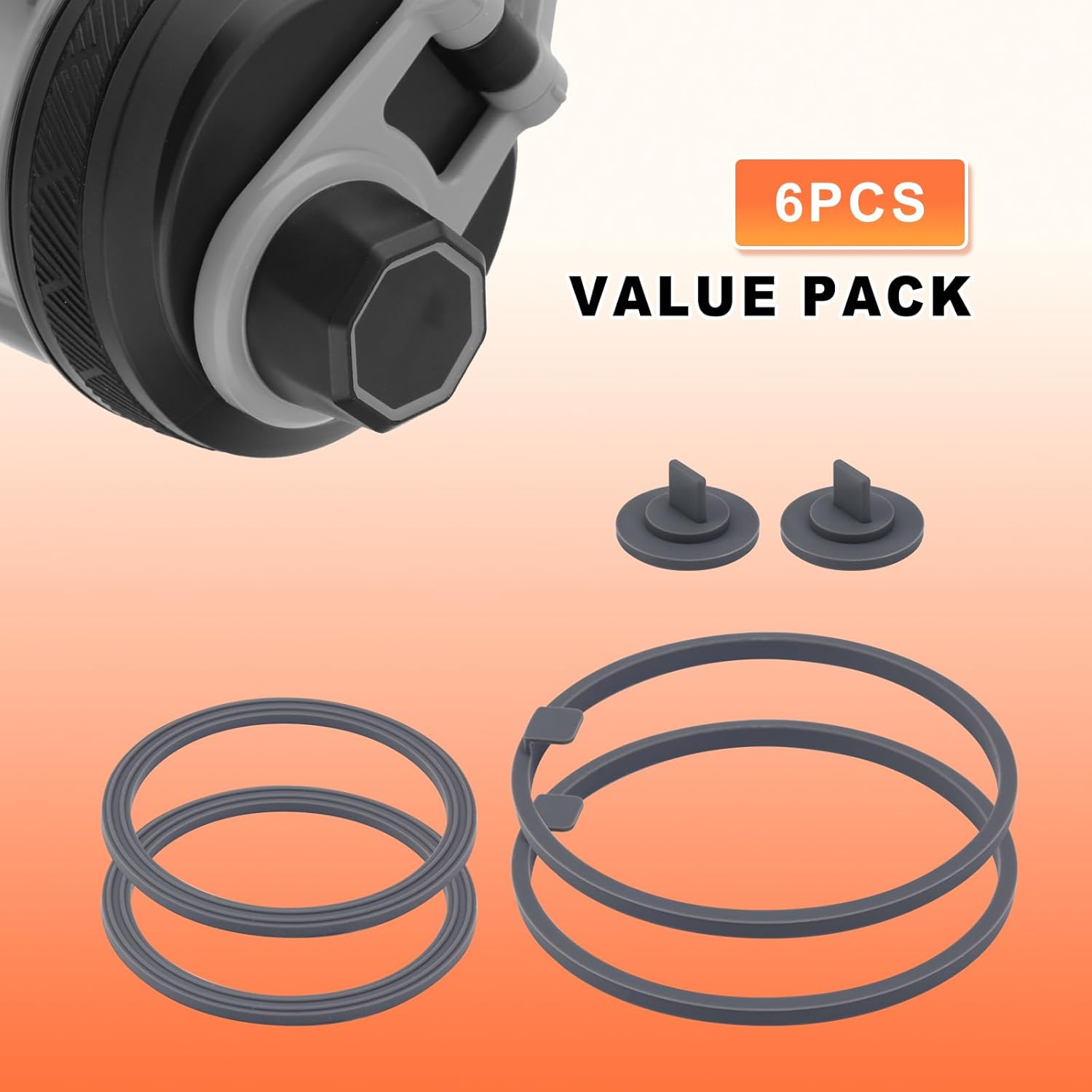 6 Pieces Replacement Gasket Compatible with VOLTRX Electric Protein Shaker Bottle 24Oz, Leakproof Gaskets Sealing Parts Silicone BPA Free Sealing Ring for Spout Lid image number 4