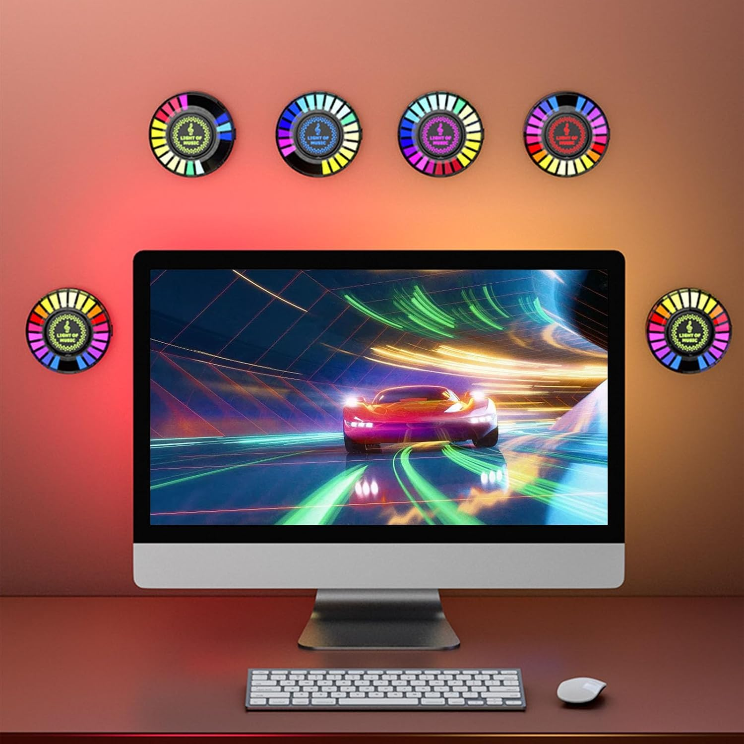 Magnetic Music Rhythm Light, RGB Colorful Ambient Cool Lighting, Car Dynamic Music Rhythm Lamp Pickup Light for Car Bedroom Room Decoration