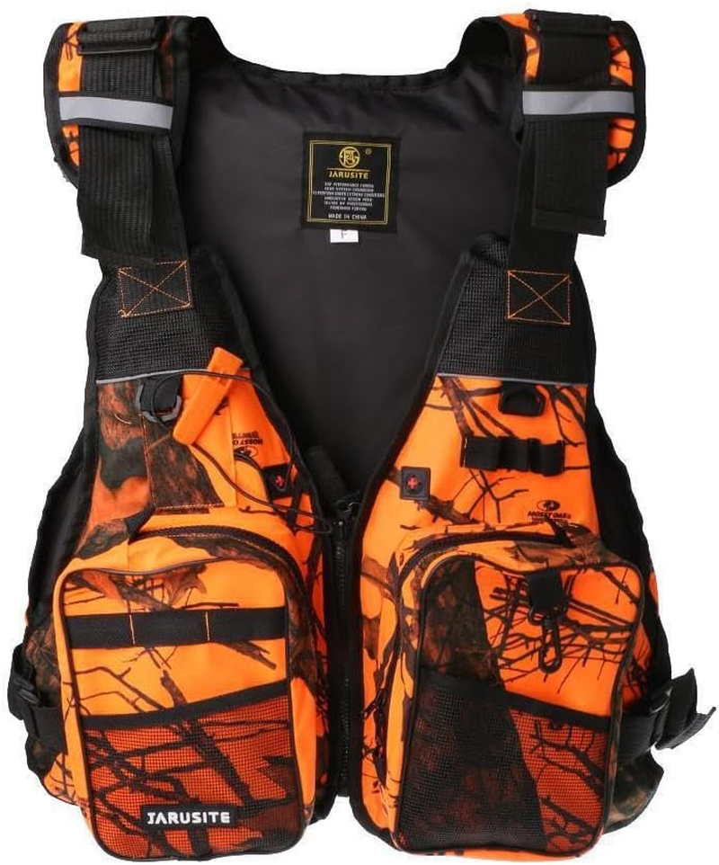 IOIUSKKU Versatile Universal Kayak Canoe Sailing Fishing Life Jacket Buoyancy Aid Adjustable and Secure Fit, Orange Camo image number 2