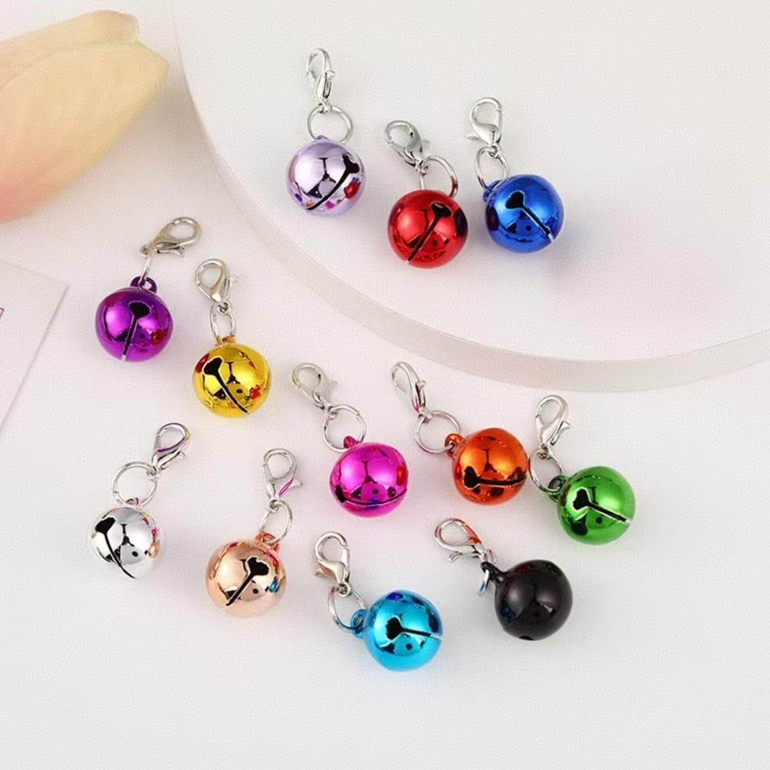 12 Packs Dog Cat Bell for Collar with Loud Crisp Sound, Metal Jingle Bells with Lobster Clasps, Chrome Plated Colourful Pet Collar Charms for Tracking, Keychain Decor (Random Colors) image number 2