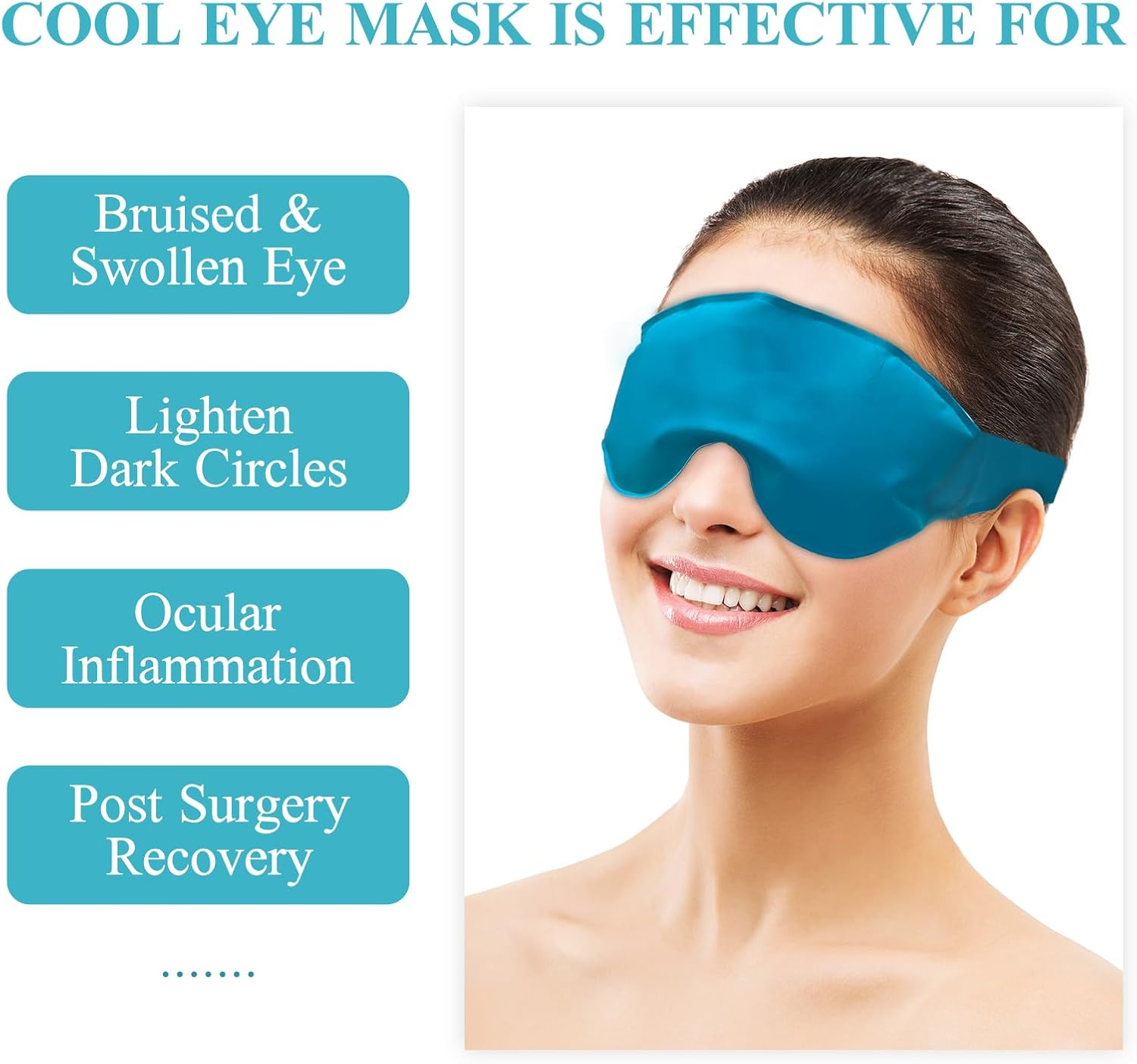 Gel Eye Mask Cold Pack Reusable for Puffy Eyes, Hot/Cold Compress for Discomfort, Dry Eyes & Dark Circles, Long Lasting Cooling Sleep Mask for Pain Relief after Surgery image number 1