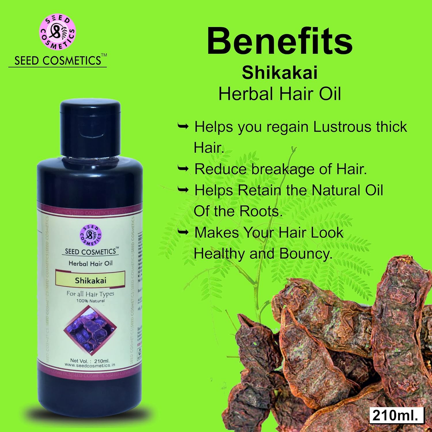Shikakai Hair Oil | Enriched with Natural Herbs | for Hair Strengthening | for Men & Women | Pack of 4 (4 X 210Ml) image number 3