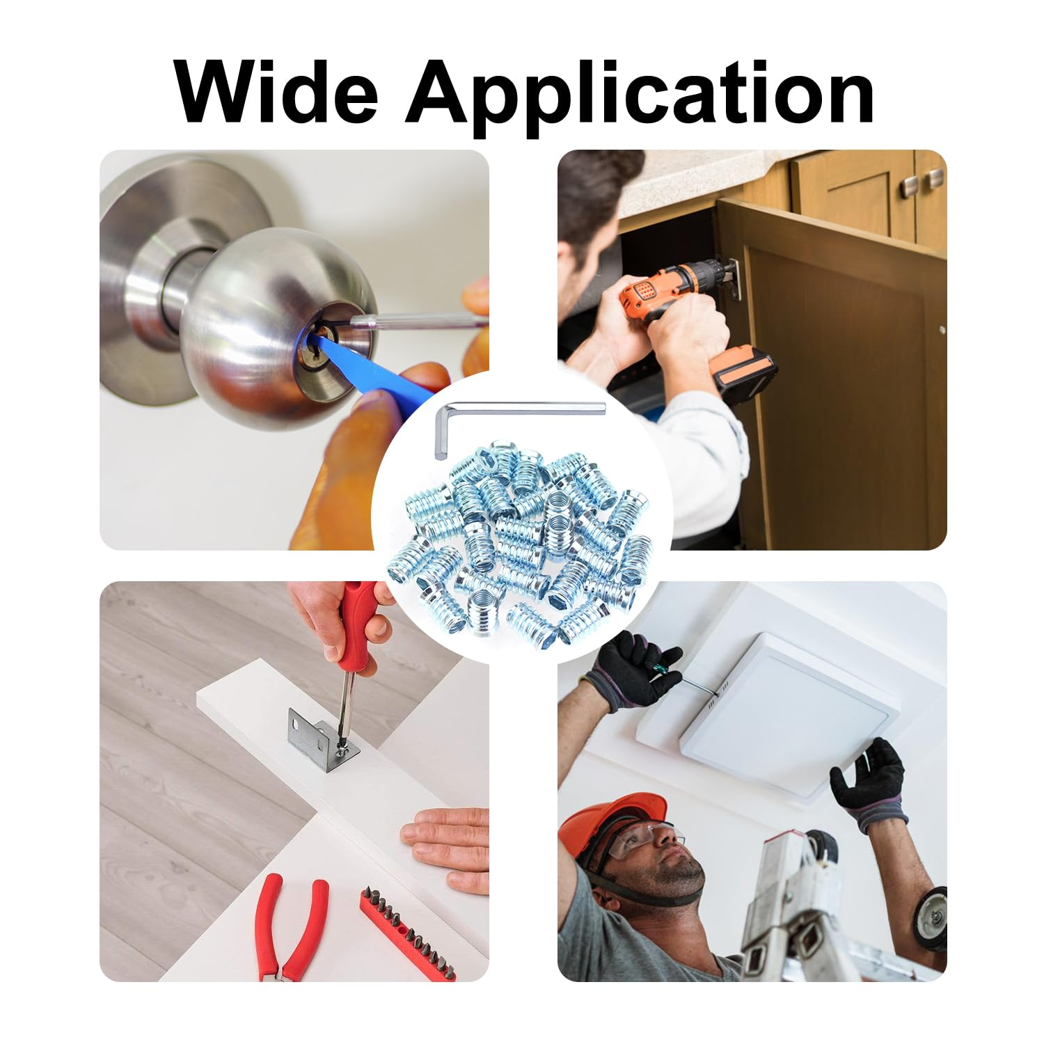 Funcyboo 40 Pcs Threaded Insert, 1/4"-20 X 15Mm Wood Inserts Bolt Screw in Nut Fastener Connector Furniture Screw for Wood Furniture (With 1/4" Allen Wrench)