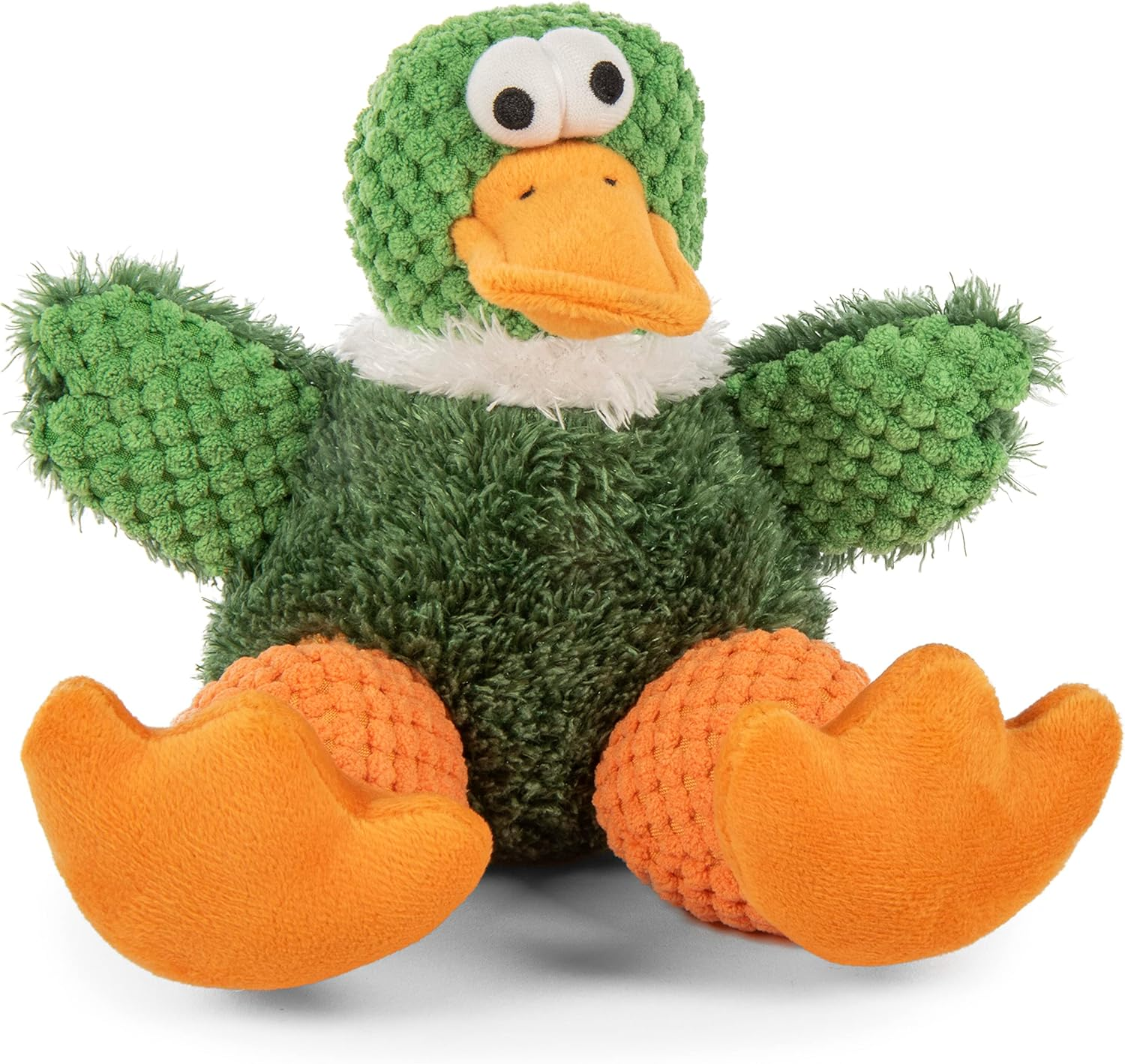Godog Checkers Sitting Duck Squeaky Plush Dog Toy, Chew Guard Technology - Green, Small image number 2