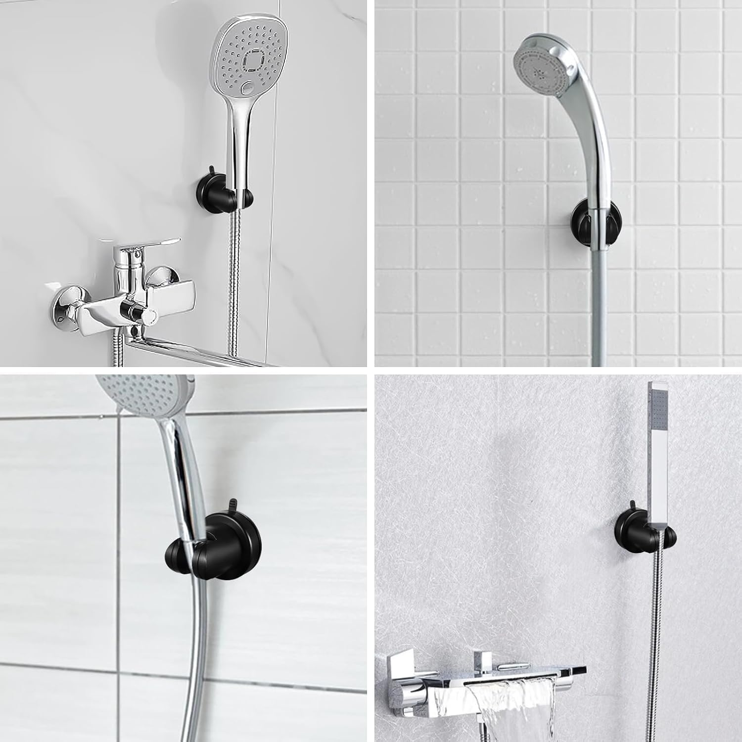 No-Drill Suction Cup Shower Head Holder, 2Pcs Wall Mount Shower Head Bracket with Vacuum Suction Cup,Vacuum Suction Cup Shower Head Holder,Black Vacuum Suction Cup Removable Shower Head Holder image number 5