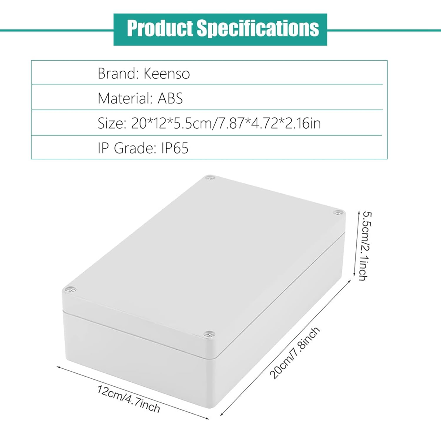 Junction Box Water Resistant IP65 ABS Project Enclosure Case Wiring 200 * 120 * 56Mm, Strongly Flame Retardant, Long Service Time for Electrical Connection image number 5