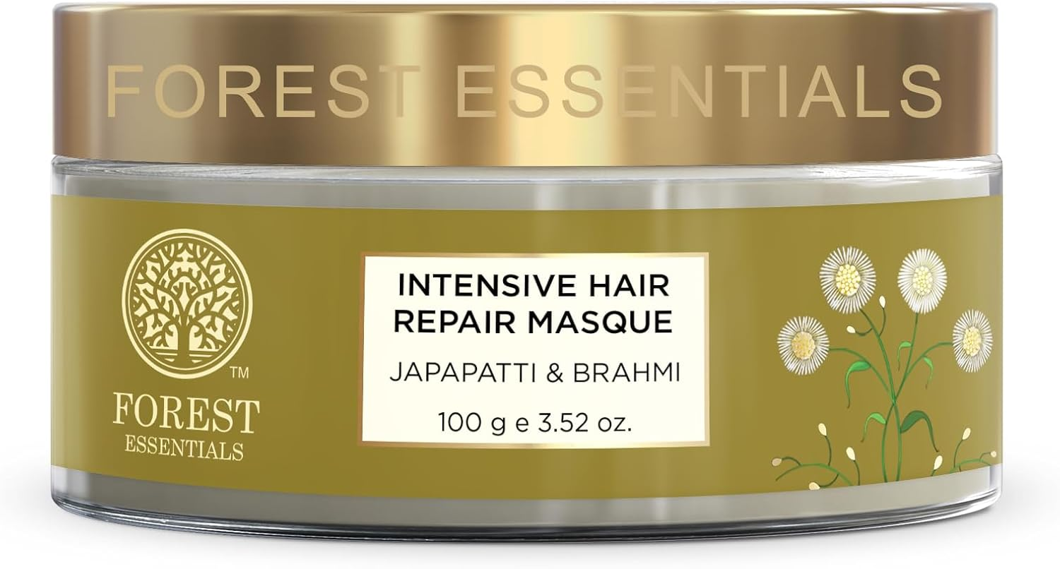 Forest Essentials Intensive Hair Repair Masque Japapatti & Brahmi | Ayurvedic Deep Nourishing Hair Mask | Repairs Dry, Frizzy, Damaged & Chemically Treated Hair | Natural Hair Mask with Banana Pulp An image number 6