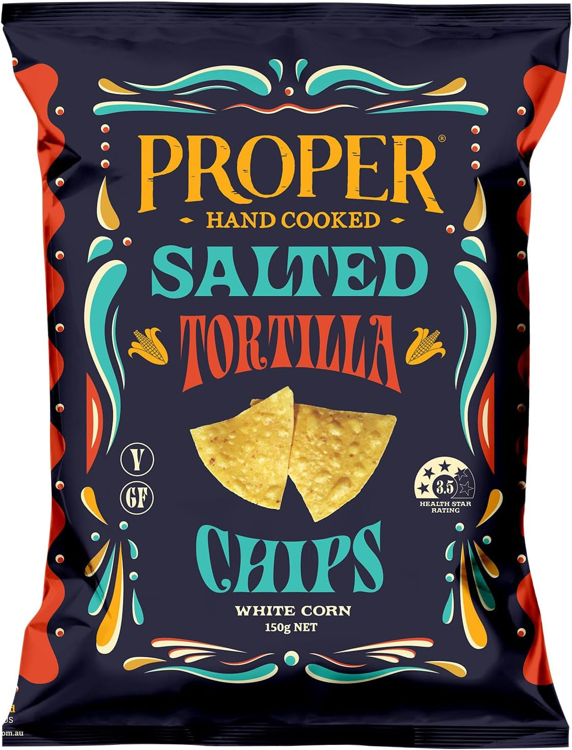 Proper Crisps Hand Cooked Salted Flavoured Tortilla Chips 150 G