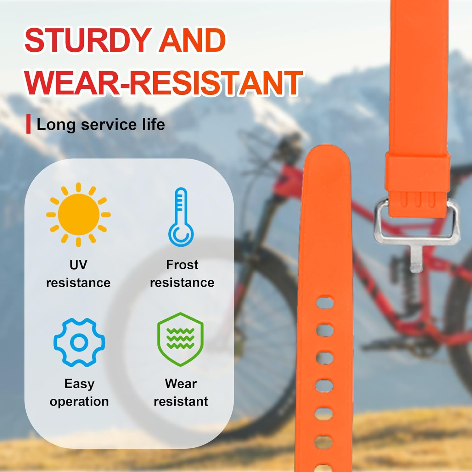4Pcs Adjustable Utility Straps with Buckles, YITOBA 20 Inch Silicone Tie Downs, Mini Industrial Straps with Holes for Securing Skis, Field Repair, Garden Hoses, Tools (Orange) image number 1