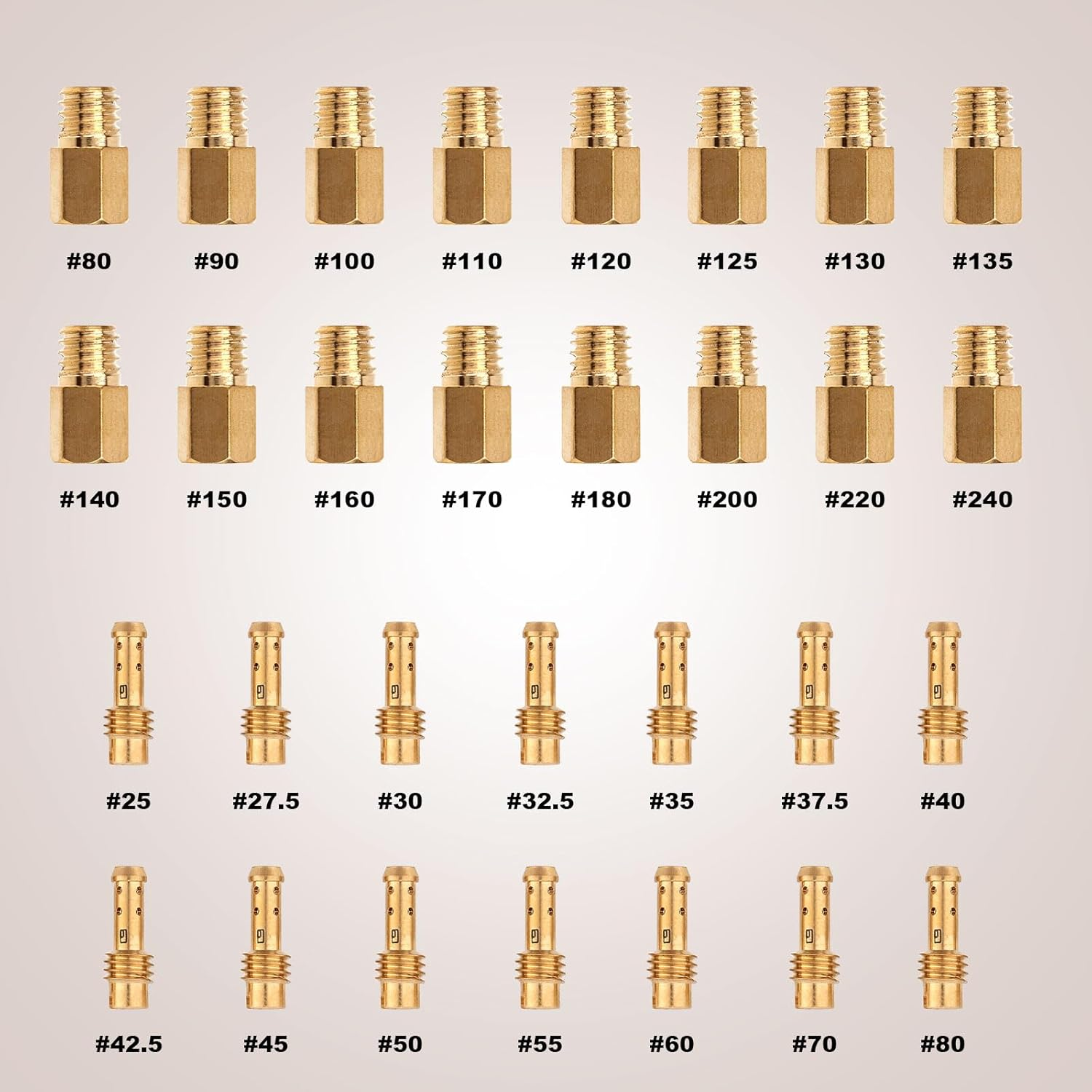 Carburetor Jet Kit, 30Pcs Main Jet Kit Secondary Slow Pilot Jet Accessories for Mikuni Carburetors Big Hex VM4/042 and VM22/210 Sets image number 4