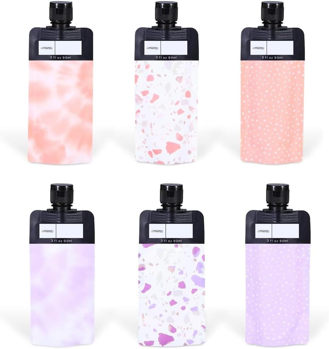 6 Pcs Travel Pouches for Liquids,Leak Proof Empty Squeeze Pouches, Portable Fluid Makeup Packing Bagrefillable Bottles,Travel Shampoo Conditioner Lotion Body Wash image number 3