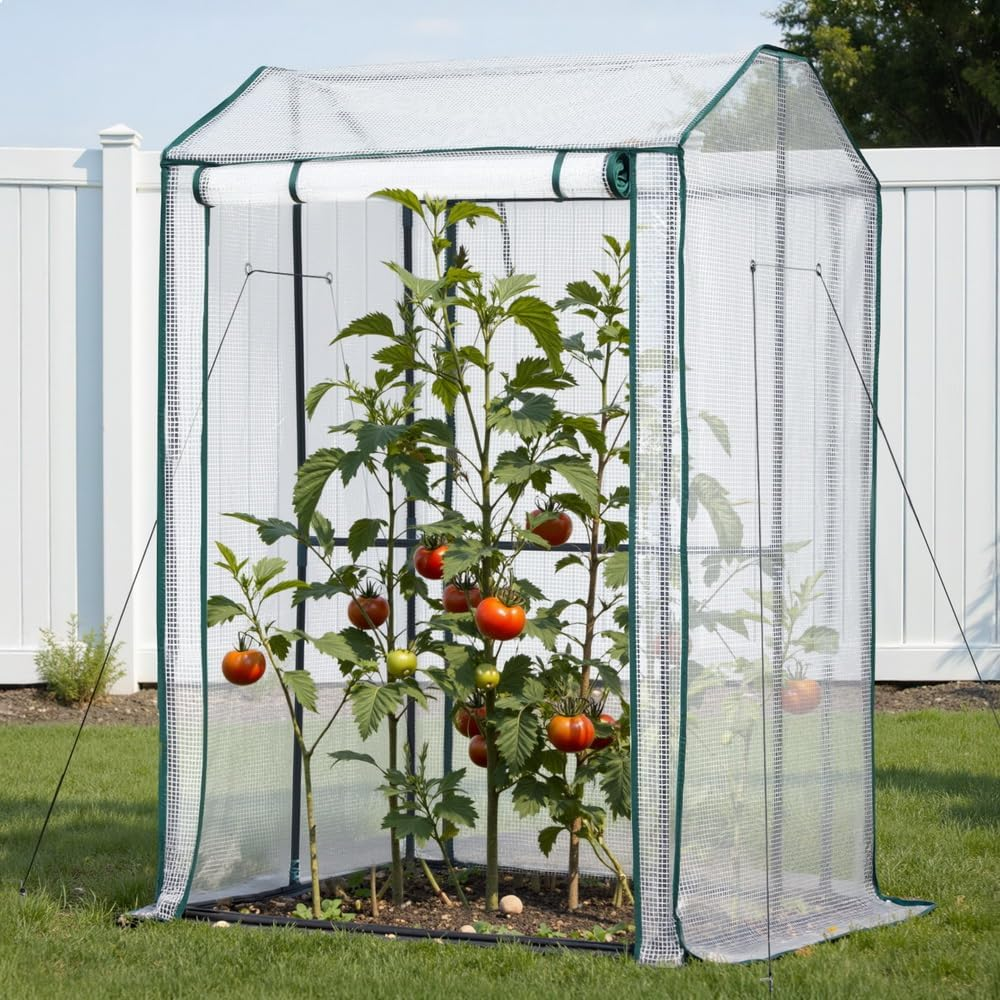 Green Fingers Mini Greenhouse PE Cover Green House Zippered Door 1.0X0.8X1.5M image number 3