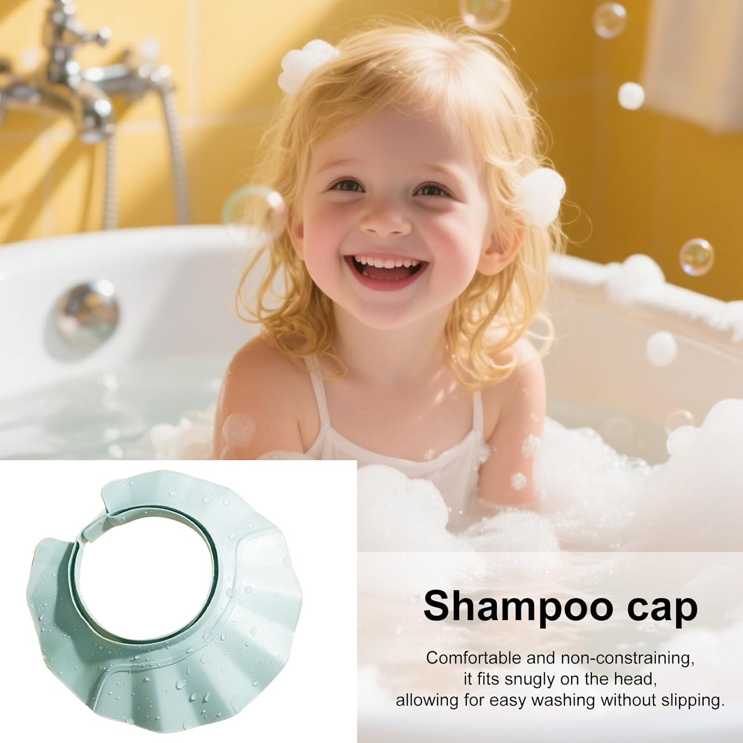 Rrlihjgu Shower Visor for Kids,Soft Head Eye Ear Protection Shampoo Shower Hat | Bath Hats for Kids Hair Washing | for Toddler Adults Children Boys Girls Elderly Pregnant Disabled - Blue image number 4