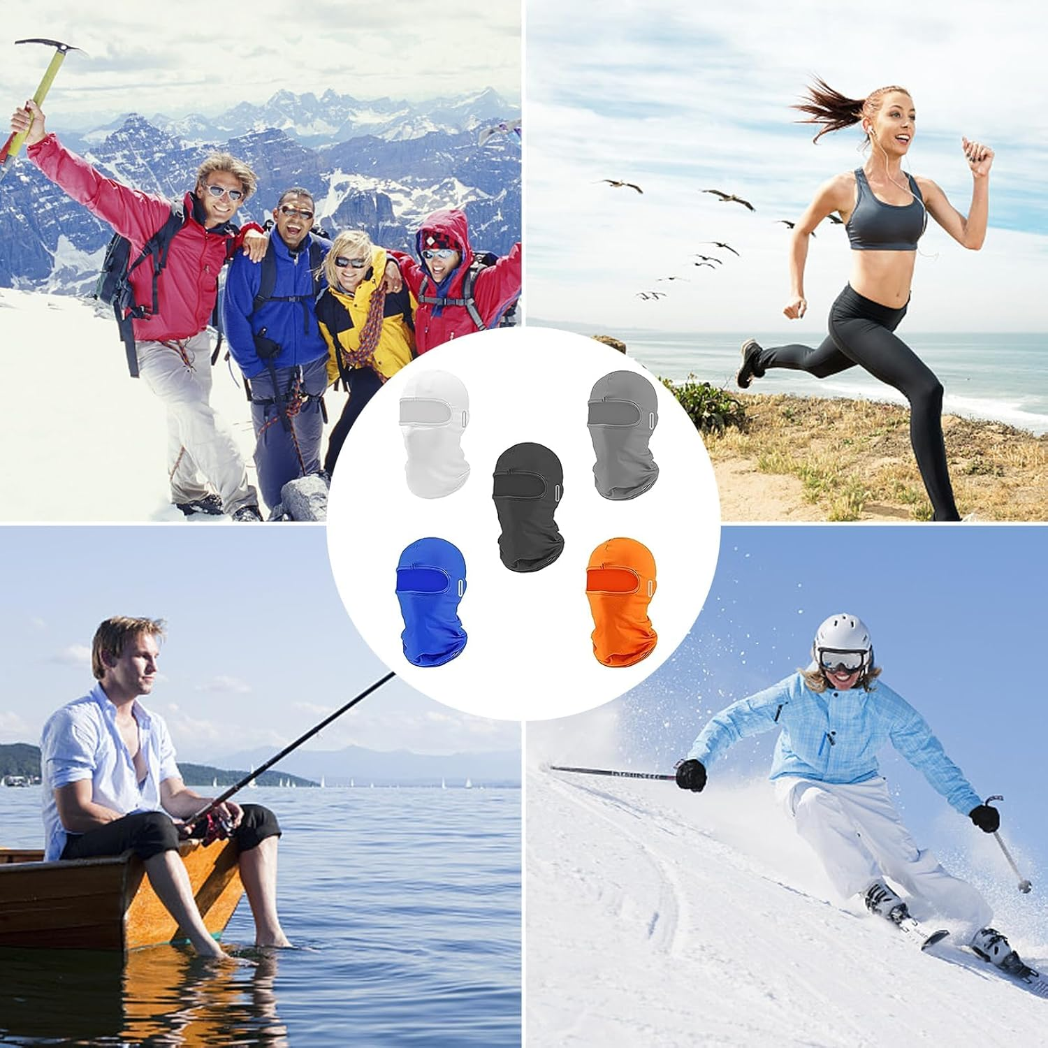 Kuskins 5 Pack Summer & Winter Balaclava Face Mask, UV Protection Breathable Ski Mask for Motorcycle Cycling, Adjustable Full Face Cover for Men & Women, Cold Weather Thermal & Cooling Neck Gaiter image number 4