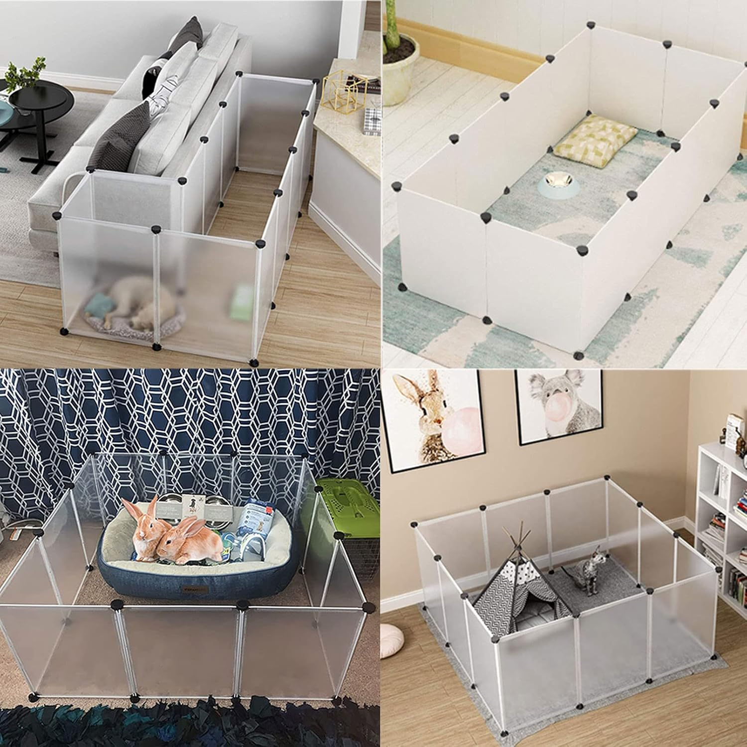 Kathson Plastic Pet Playpen,Portable Bunny Fence,Small Animals DIY Metal Enclosure Pen Cage Yard Outdoor & Indoor for Small Rabbit Cat Guinea Pig Hedgehogs Rat(12 Panels/13.8 X 17.7 Inches) image number 5