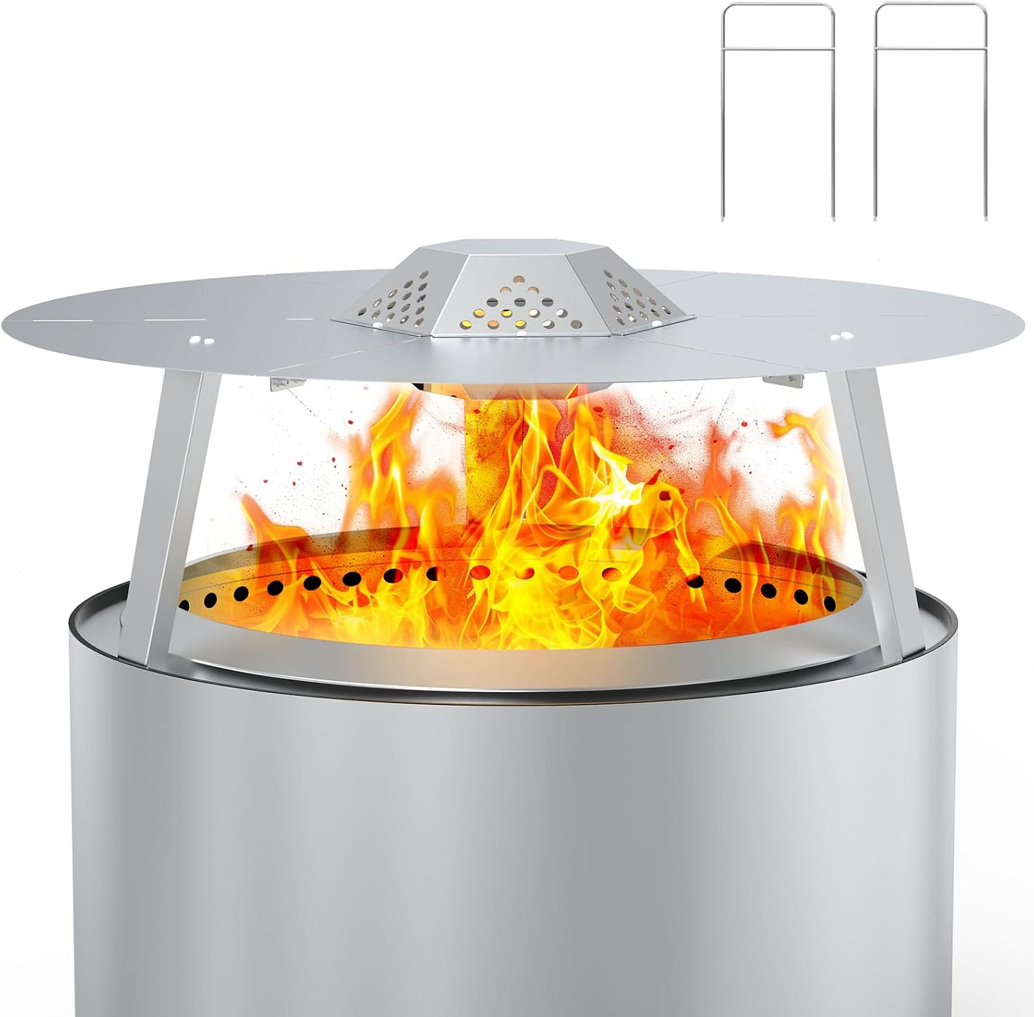 Heat Deflector for Solo Stove Yukon 27&rdquo; Stainless Steel Heat Diffuser for Solo Stove Yukon 1.0 2.0 Accessories with Carrying Handle and 3 Support Leg for 27" Other Outdoor Indoor Firepits