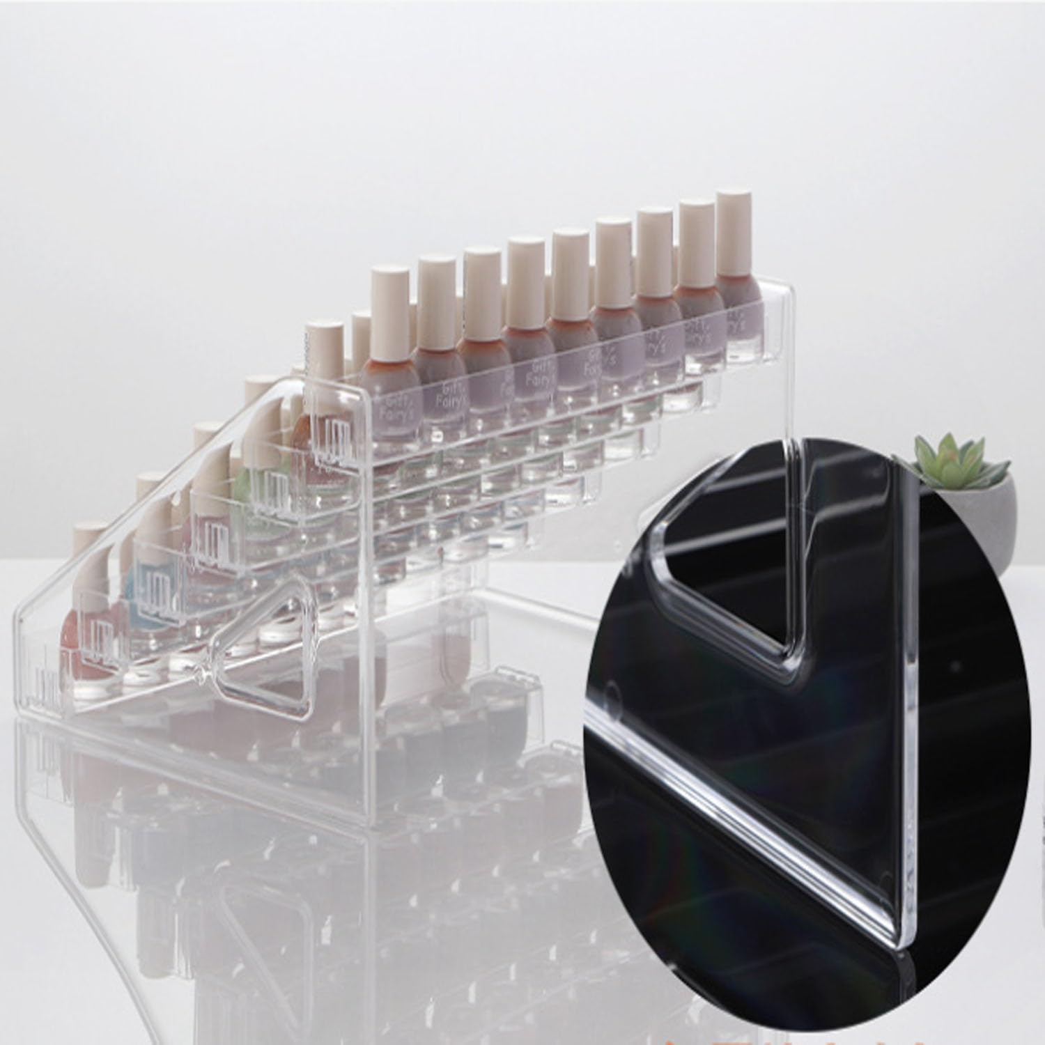 5 Tier Clear Acrylic Trapezoidal Display Stand,31*21*13Cm Steps Dessert Table Stands, Acrylic Display Shelf for Dessert,Cupcake,Makeup,Perfume,Nail Polish,Condiment image number 4